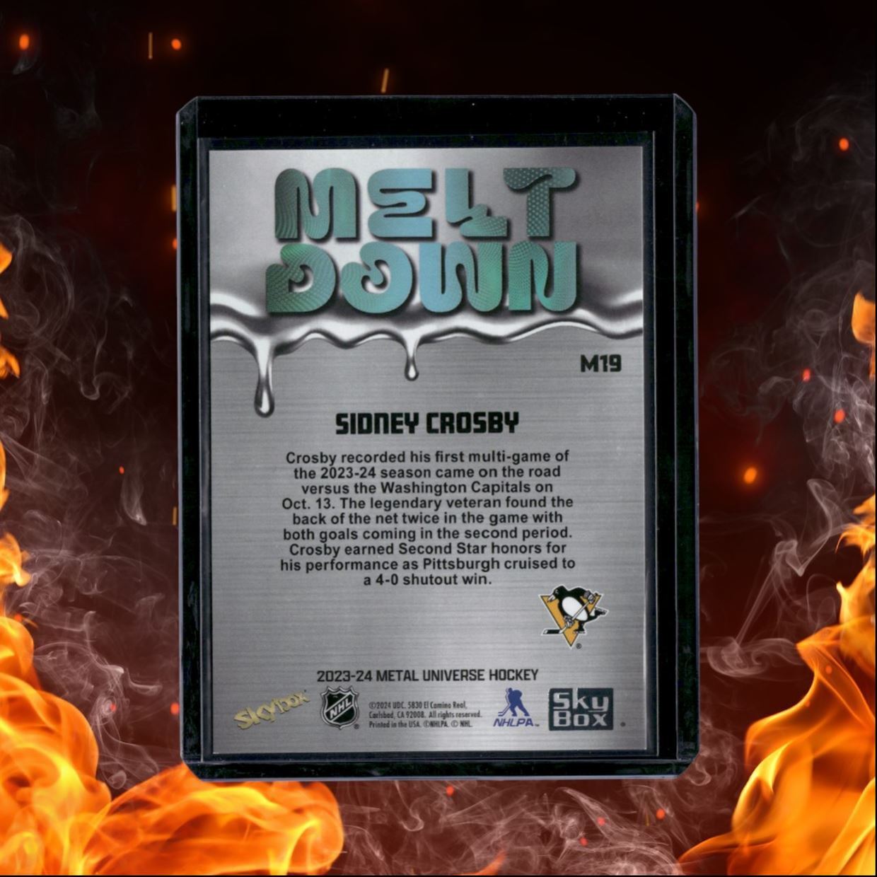 2023-24 SkyBox Metal Universe Sidney Crosby Meltdown #M19