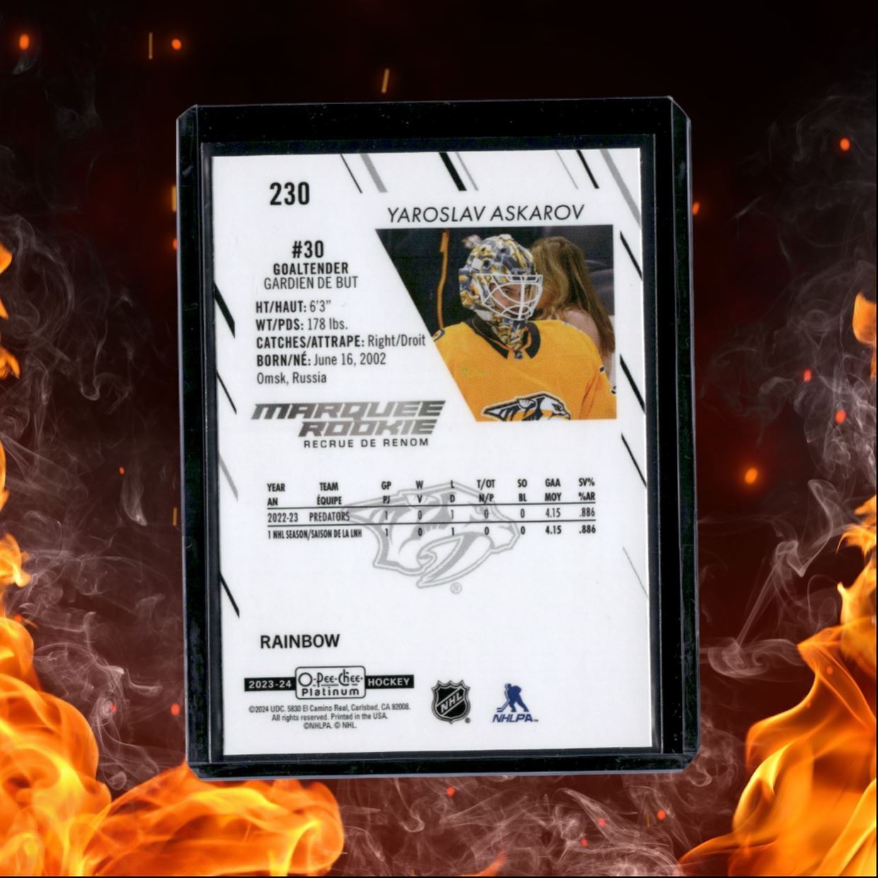 2023-24 O-Pee-Chee Platinum Yaroslav Askarov Marquee Rainbow Rookie #230