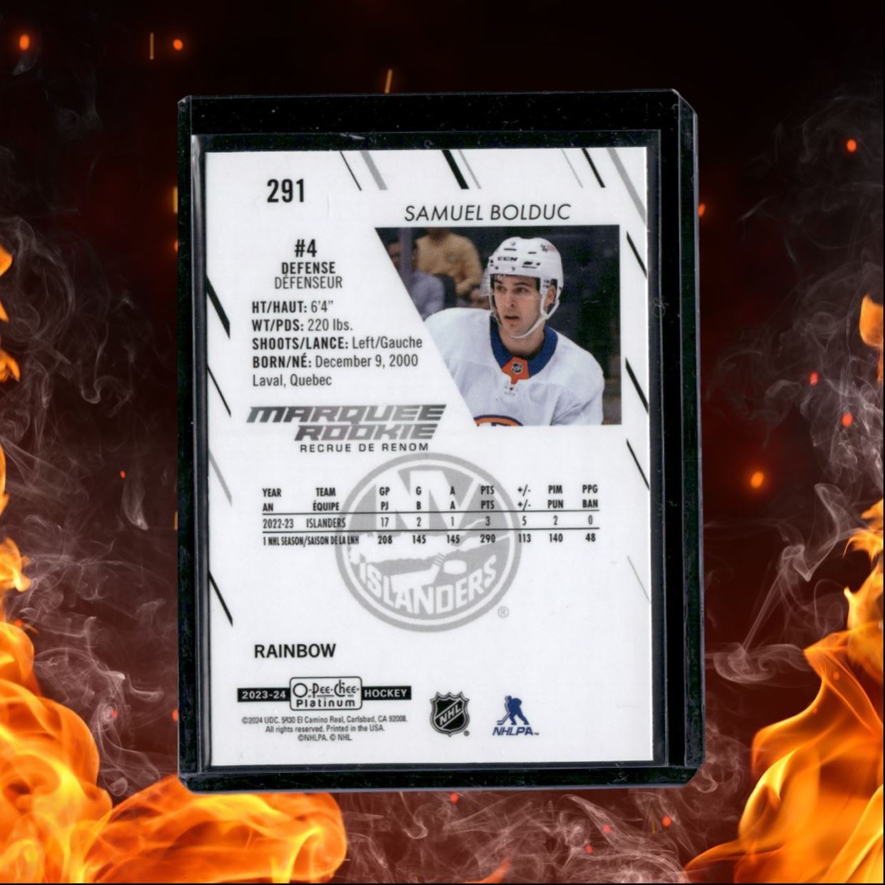 2023-24 O-Pee-Chee Platinum Samuel Bolduc Marquee Rainbow Rookie #291