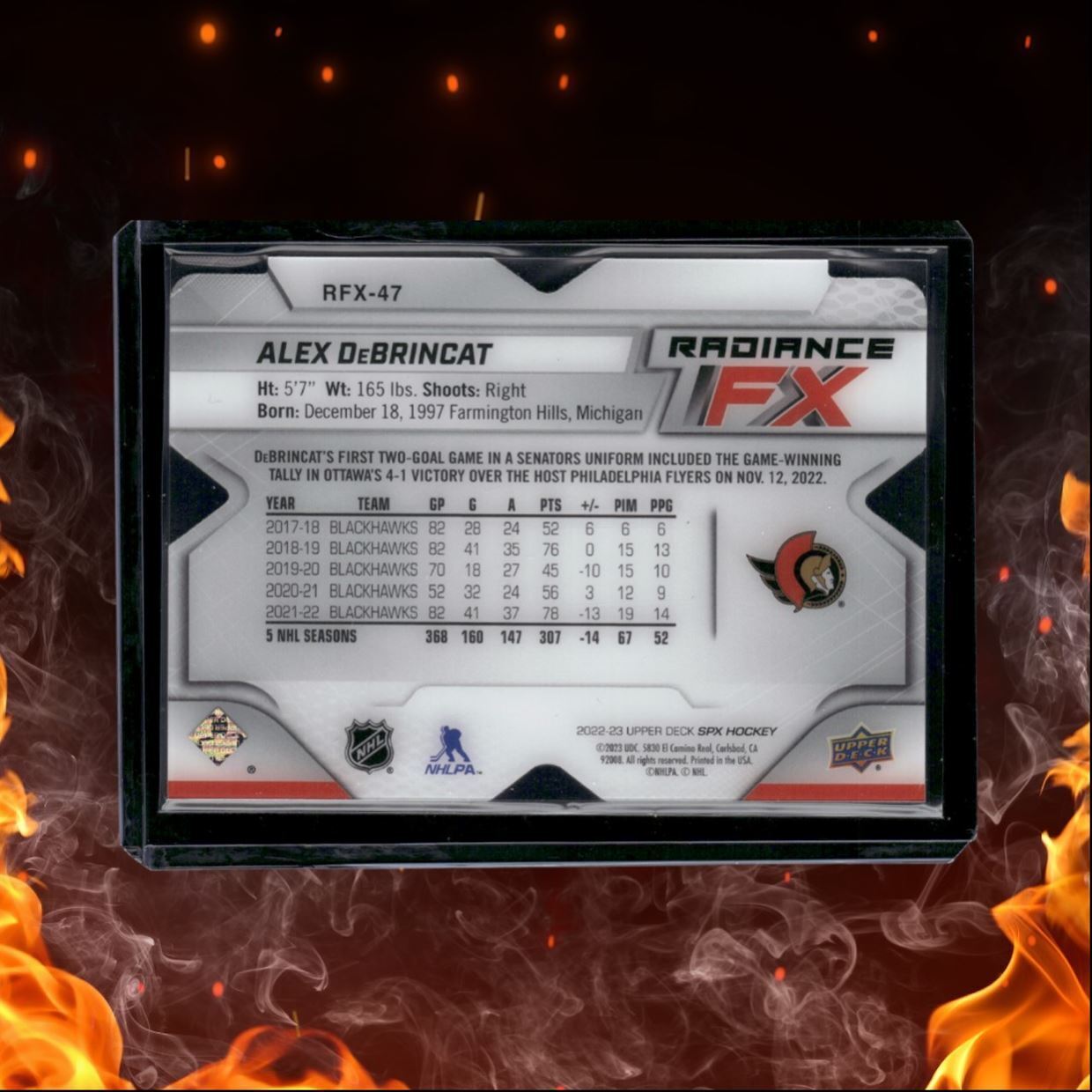 2022-23 Upper Deck SPx Alex DeBrincat Radiance FX Gold 11/99 #RFX-47