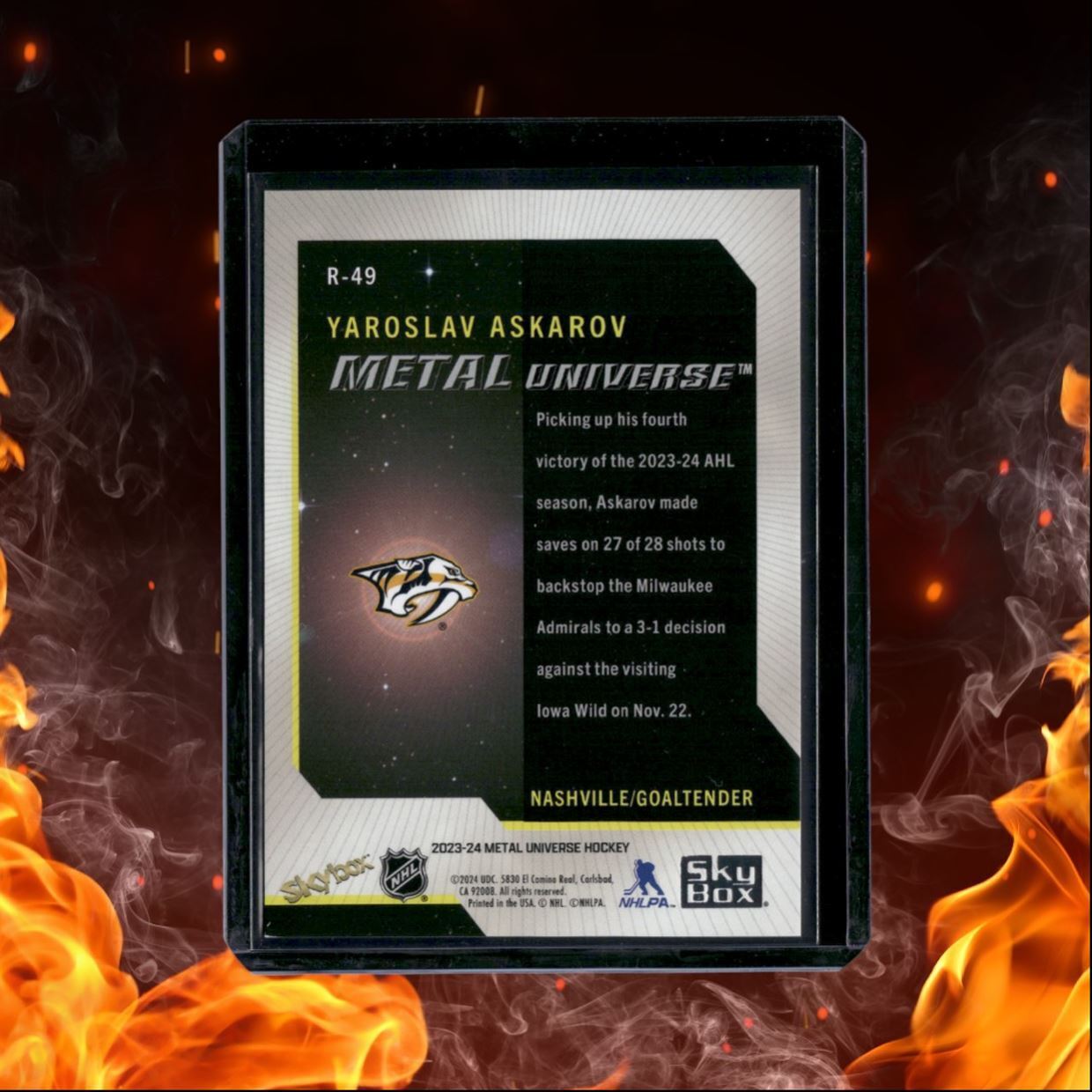 2023-24 SkyBox Metal Universe Yaroslav Askarov 2008-09 Retro Rookie #R-49