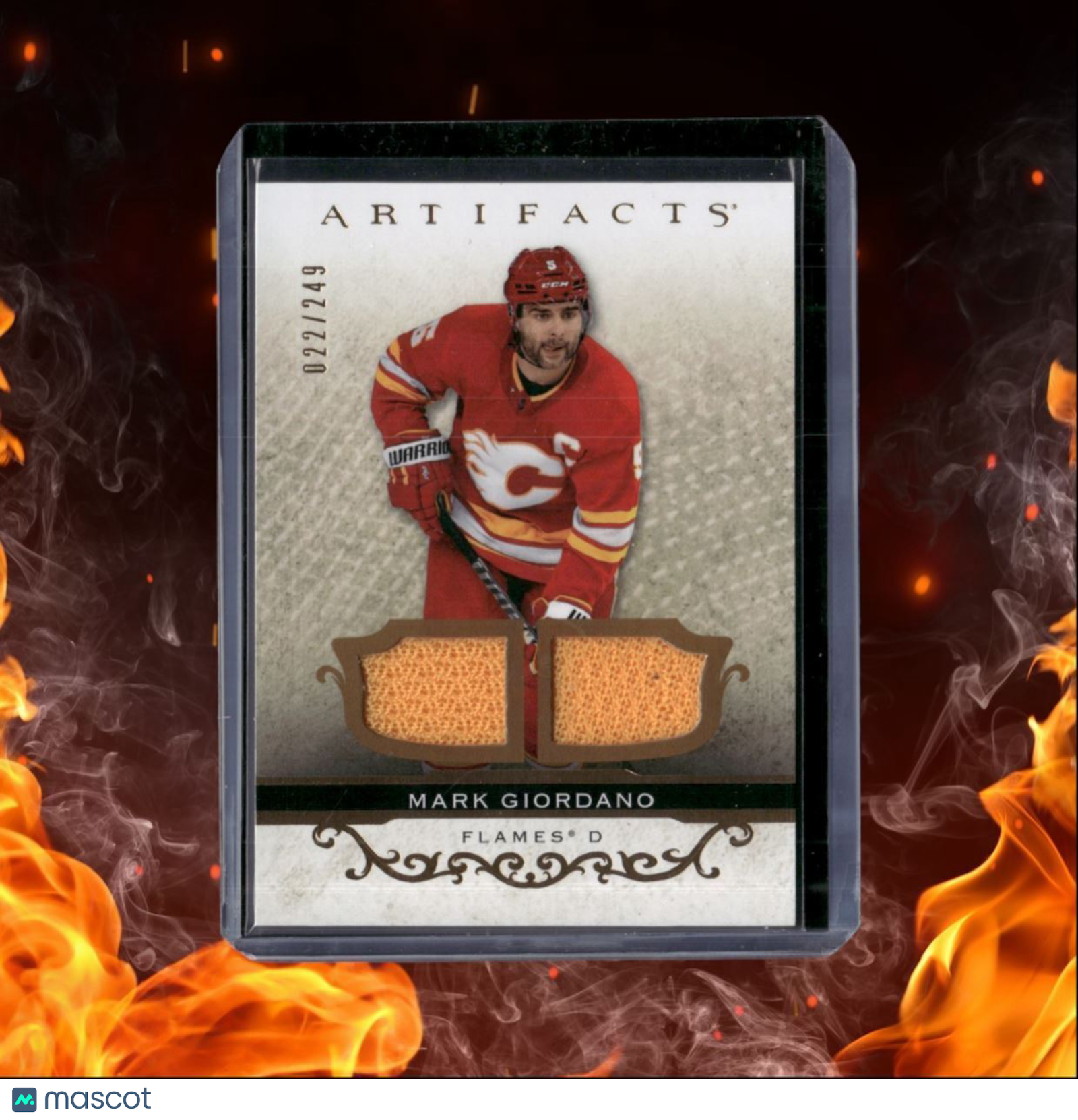 2021-22 Upper Deck Artifacts Mark Giordano Dual Material Jersey Gold 022/249 #63