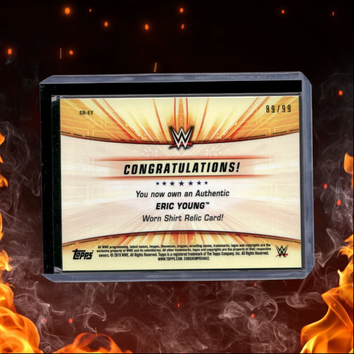 2019 Topps WWE Eric Young Worn Shirt Relic 89/99 #SR-EY