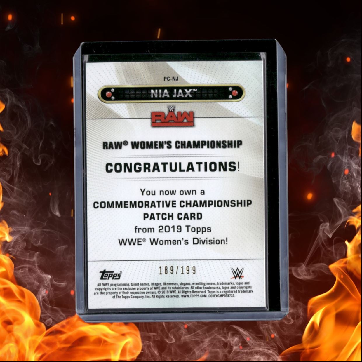 2019 Topps Women's Division Nia Jax Commemorative Championship Patch 189/199