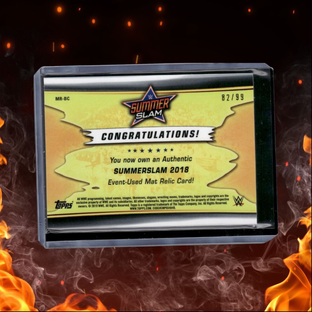 2019 Topps WWE Baron Corbin Event-Used Mat Relic Summerslam 2018 82/99 #MR-BC