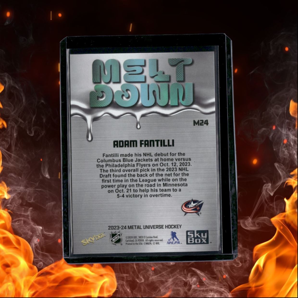 2023-24 SkyBox Metal Universe Adam Fantilli Meltdown Rookie #M24
