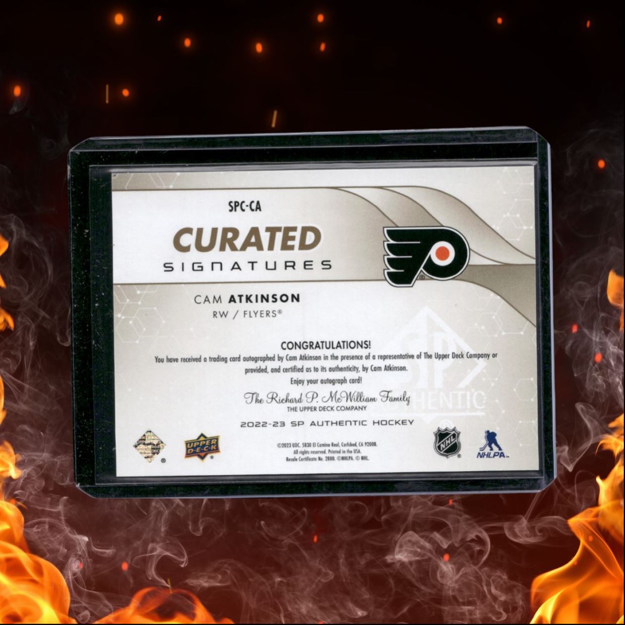 2022-23 SP Authentic Cam Atkinson Curated Signatures Gold Auto 181/199 #SPC-CA