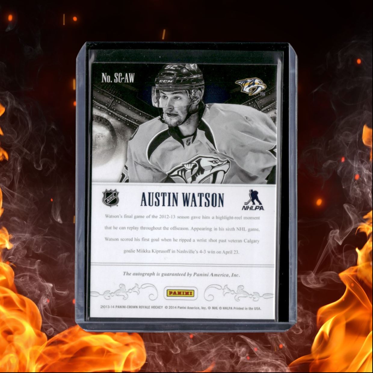 2013-14 Panini Crown Royale Austin Watson Scratching the Surface Rookie Auto