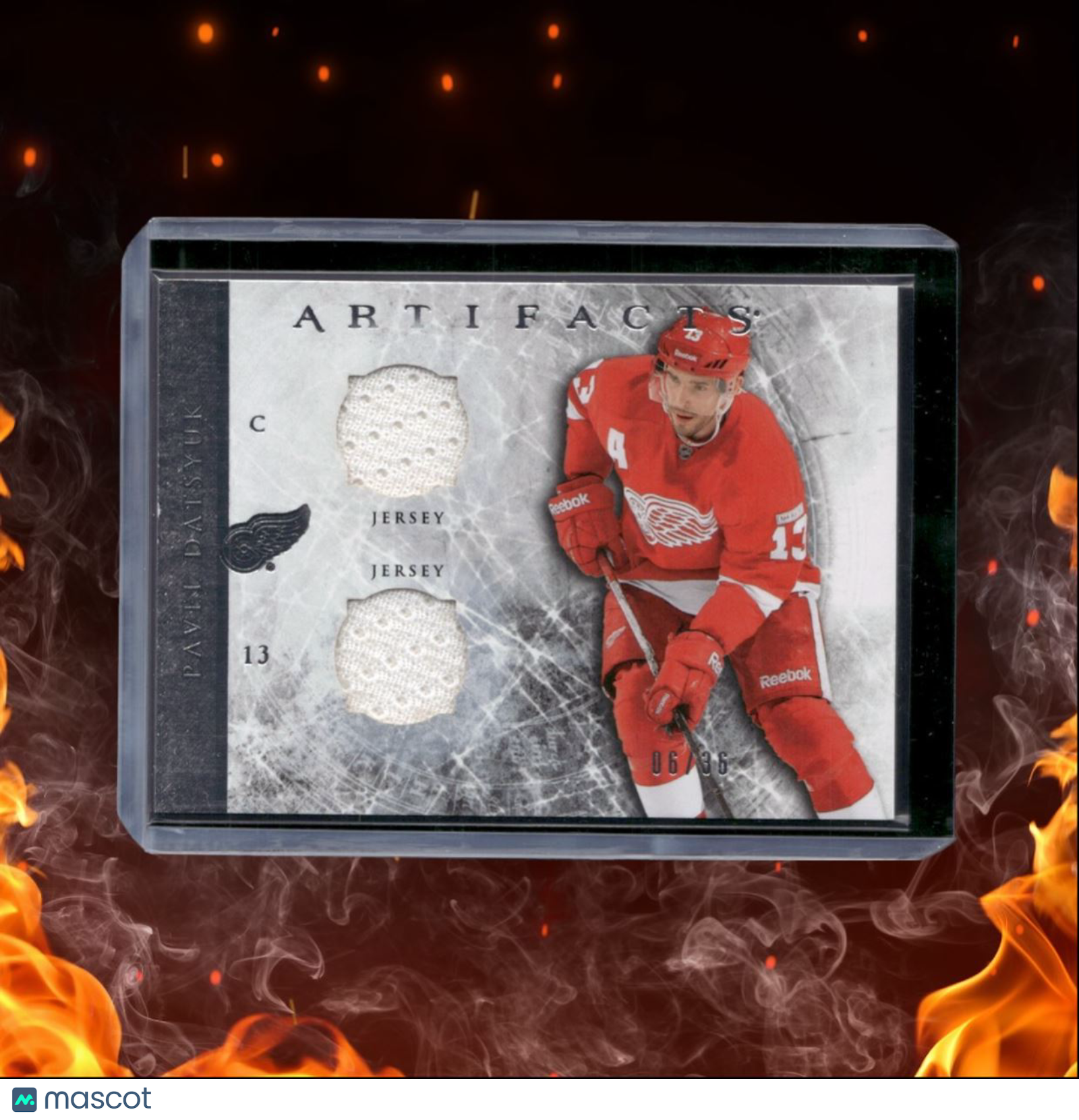 2012-13 Upper Deck Artifacts Pavel Datsyuk Dual Jersey Silver Horizontal 06/36
