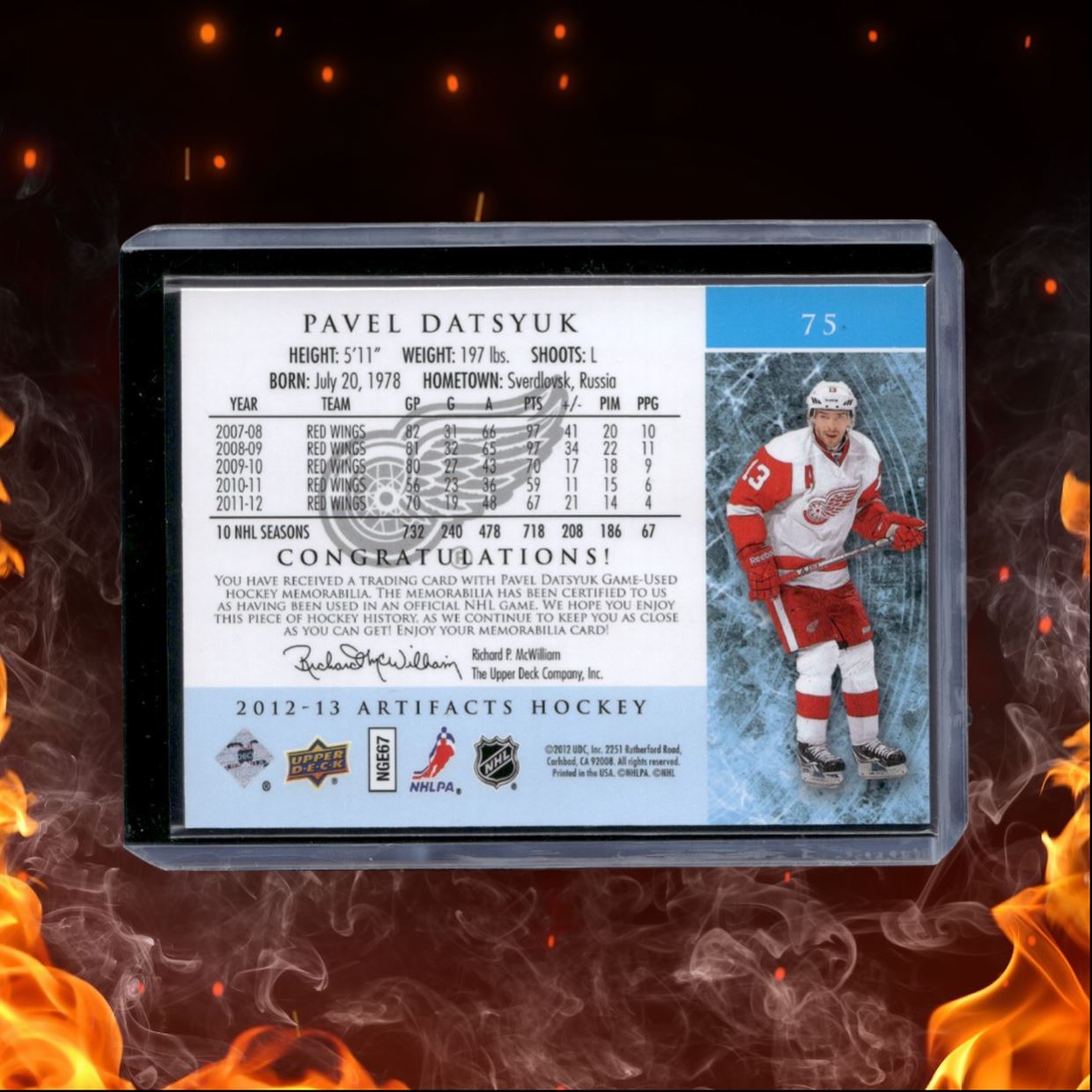 2012-13 Upper Deck Artifacts Pavel Datsyuk Dual Jersey Silver Horizontal 06/36