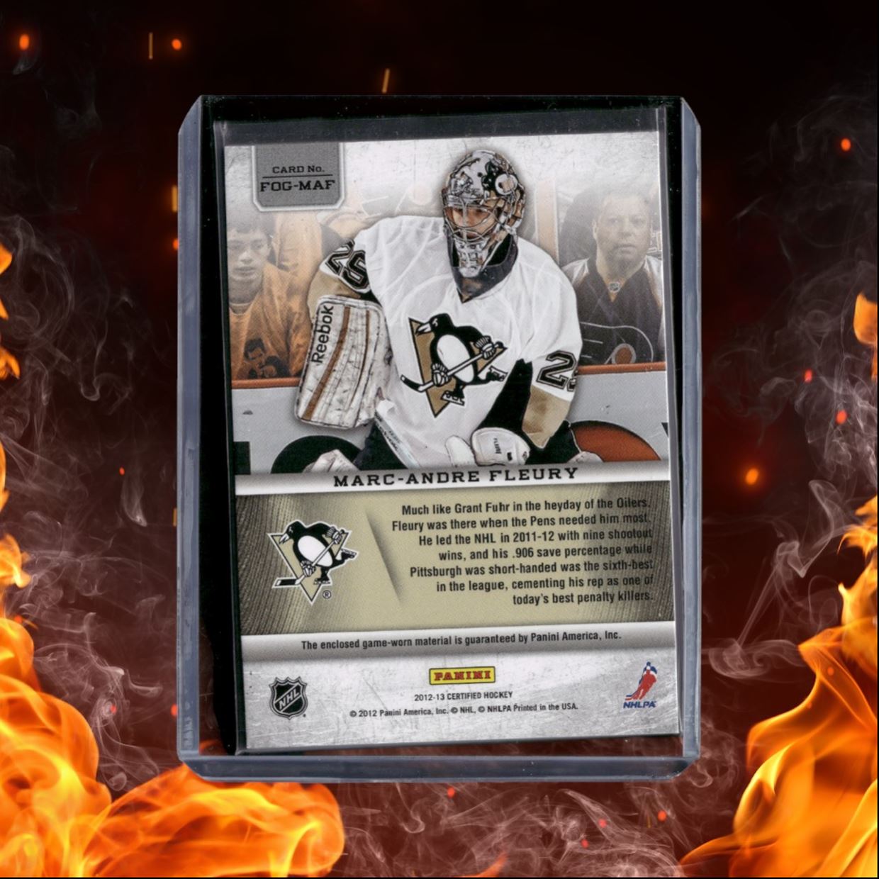 2012-13 Panini Certified Marc-Andre Fleury Fabric of the Game Jersey Silver