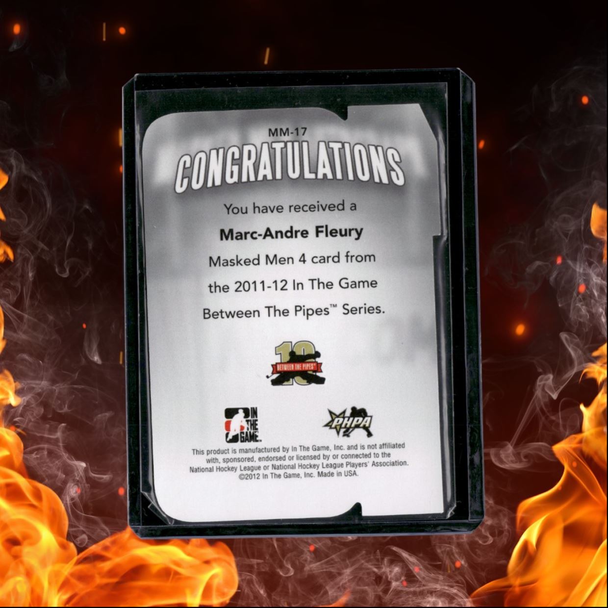 2011-12 In The Game Between Pipes Marc-Andre Fleury Masked Men IV Red Die-Cut
