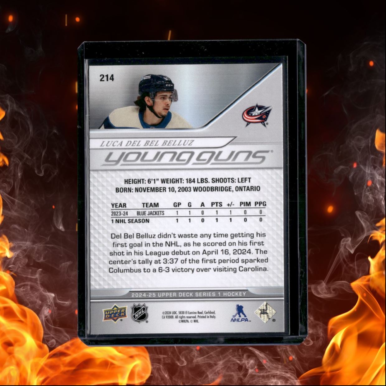 2024-25 Upper Deck Luca Del Bel Belluz Young Guns (A) Rookie #214