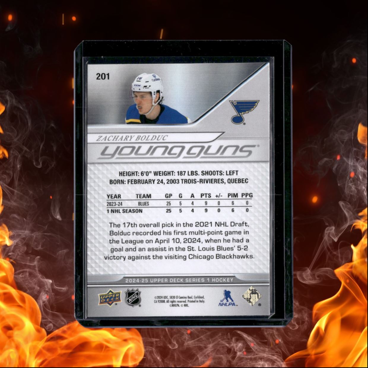 2024-25 Upper Deck Zachary Bolduc Young Guns (C) Rookie #201
