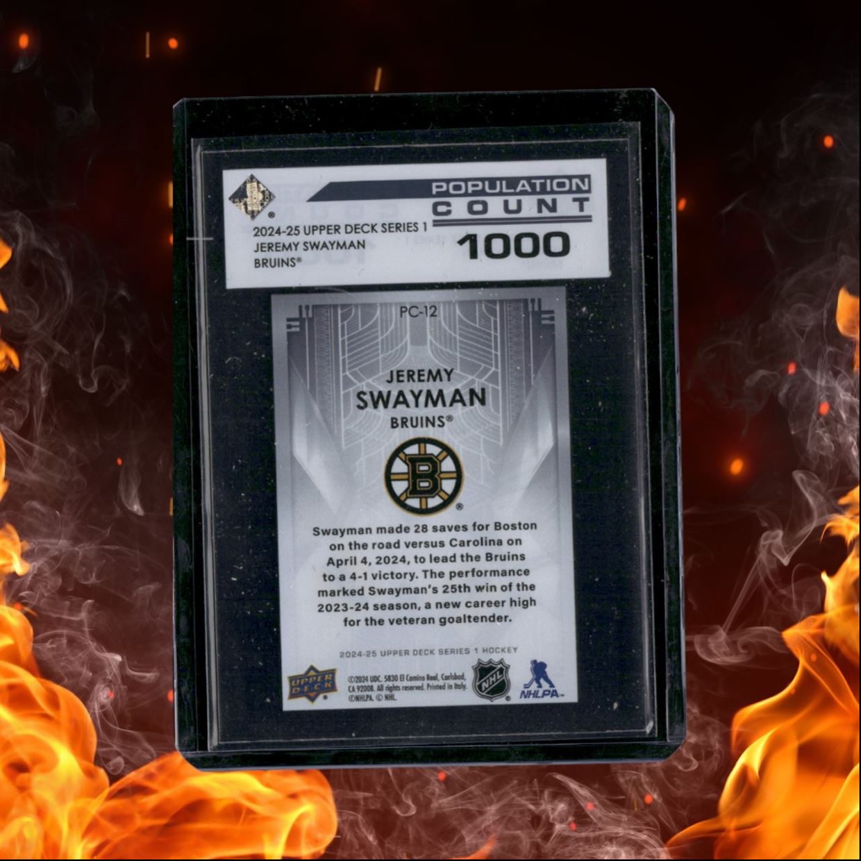 2024-25 Upper Deck Jeremy Swayman Population Count 1000 /1000 #PC-12