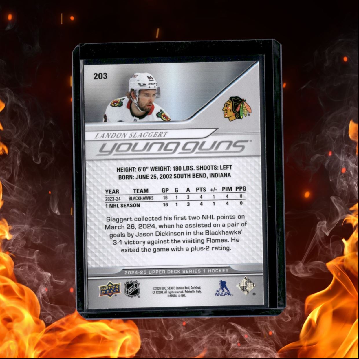 2024-25 Upper Deck Landon Slaggert UD Portraits Sparkle (C) Rookie #203