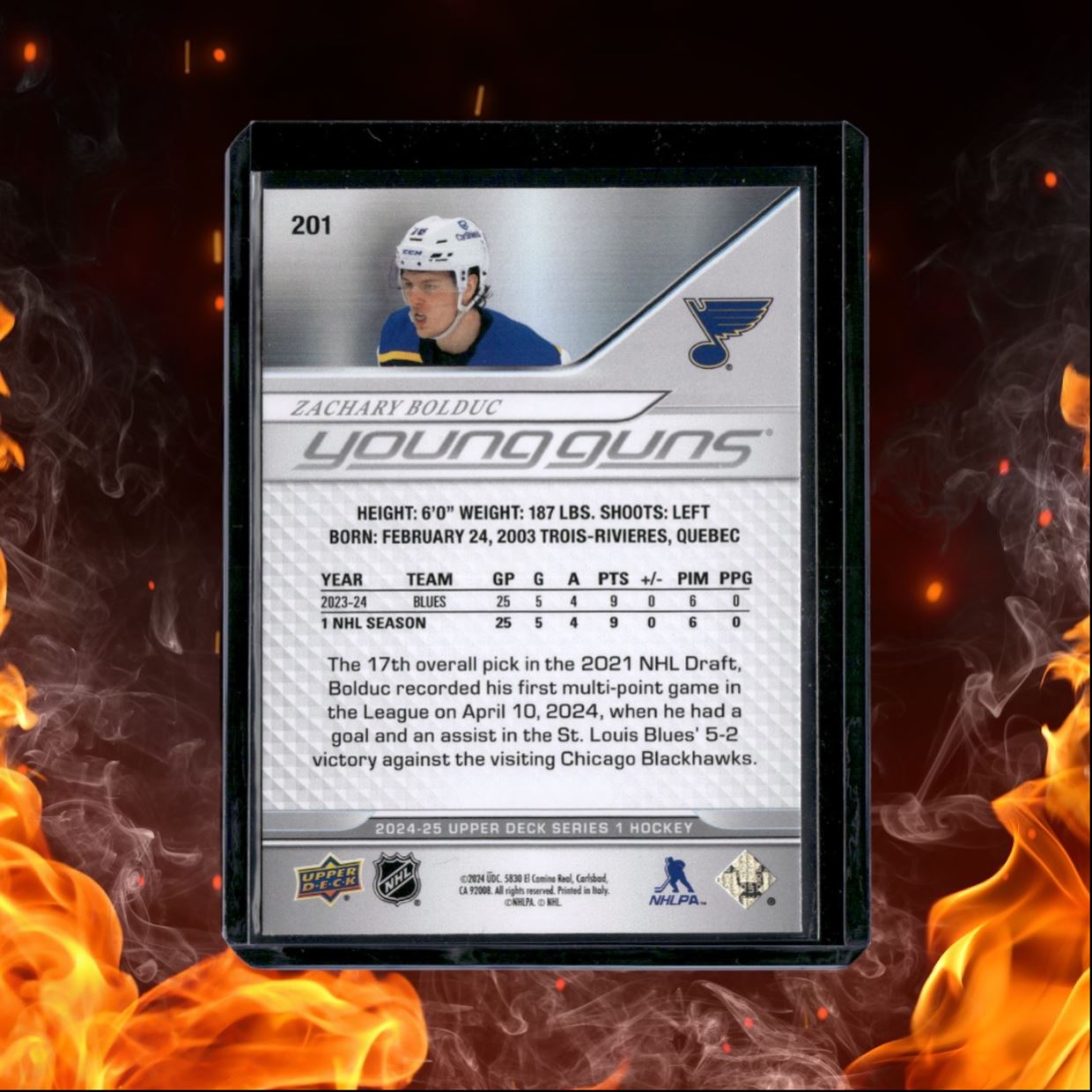 2024-25 Upper Deck Zachary Bolduc Young Guns (D) Rookie #201