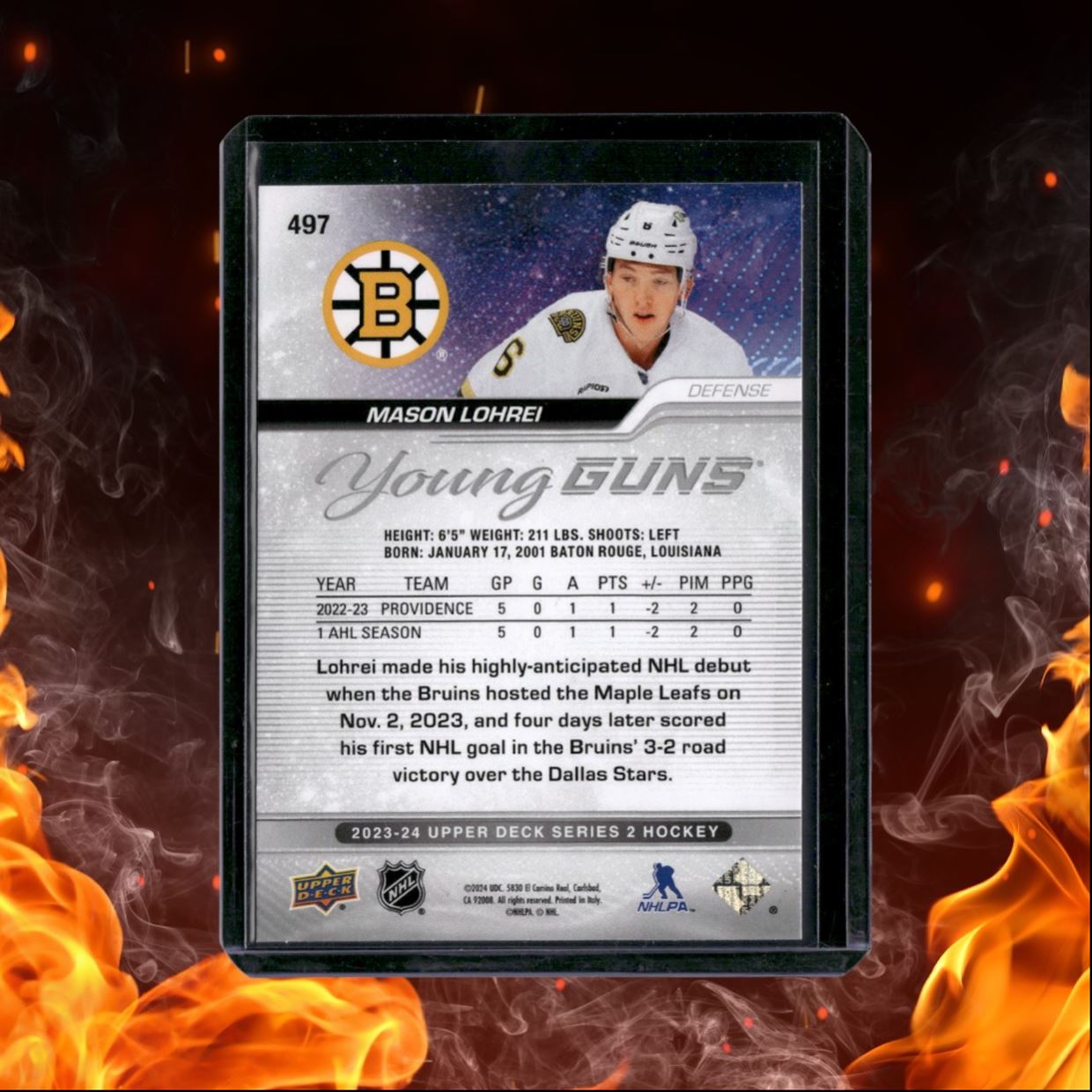 2023-24 Upper Deck Mason Lohrei Young Guns (A) Rookie #497