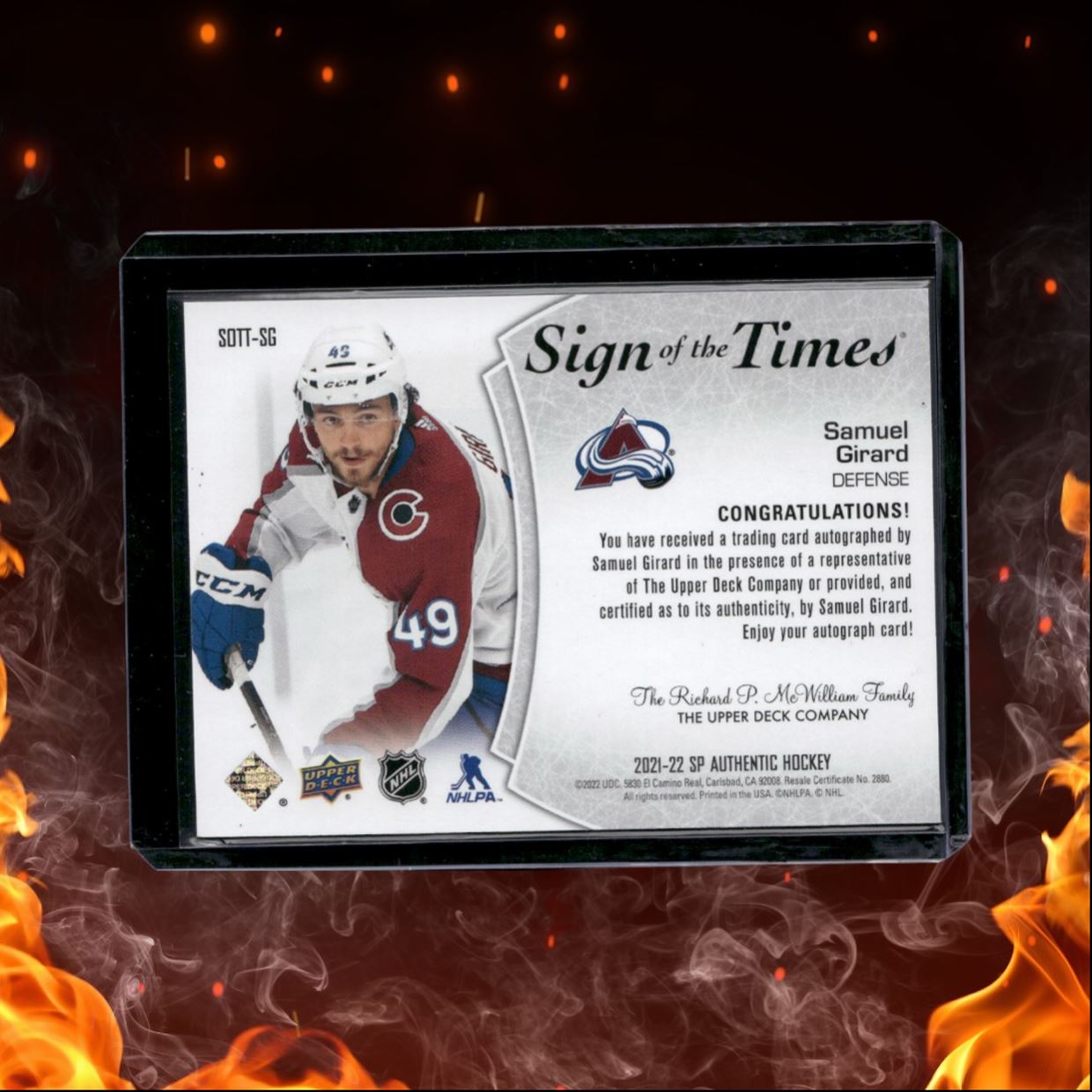 2021-22 SP Authentic Samuel Girard Sign of the Times Auto #SOTT-SG