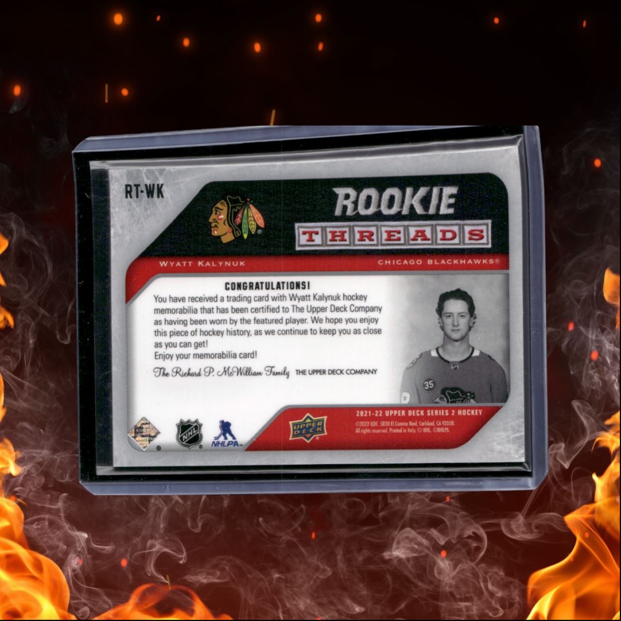 2021-22 Upper Deck Wyatt Kalynuk Threads Retro Rookie #RT-WK
