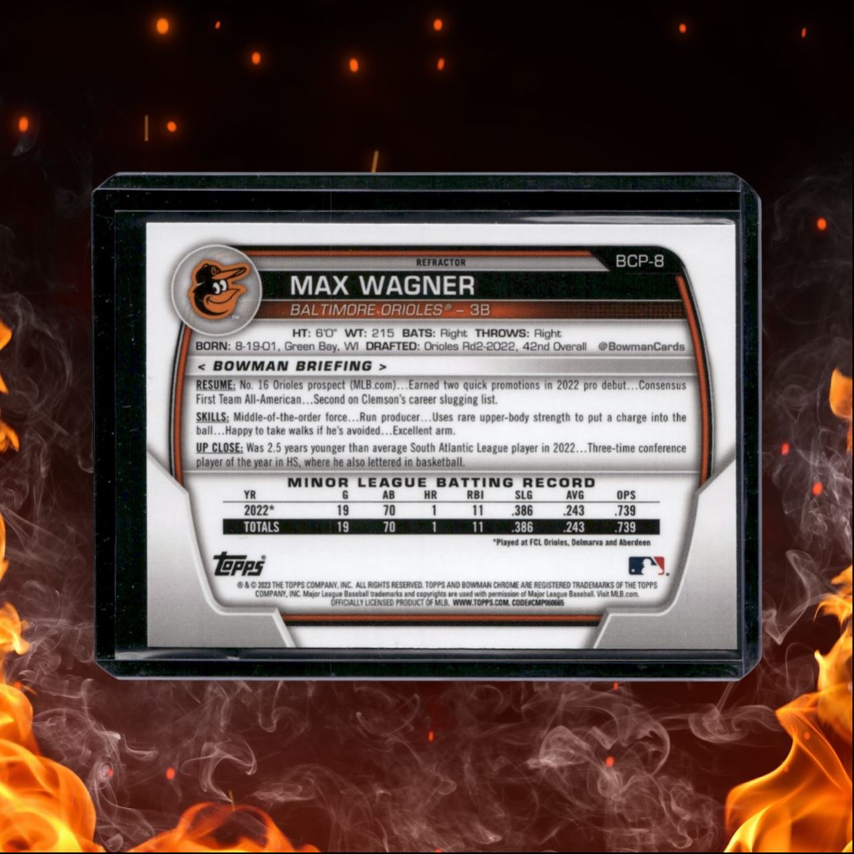 2023 Bowman Chrome Prospects Max Wagner Green 1st Bowman #BCP-8