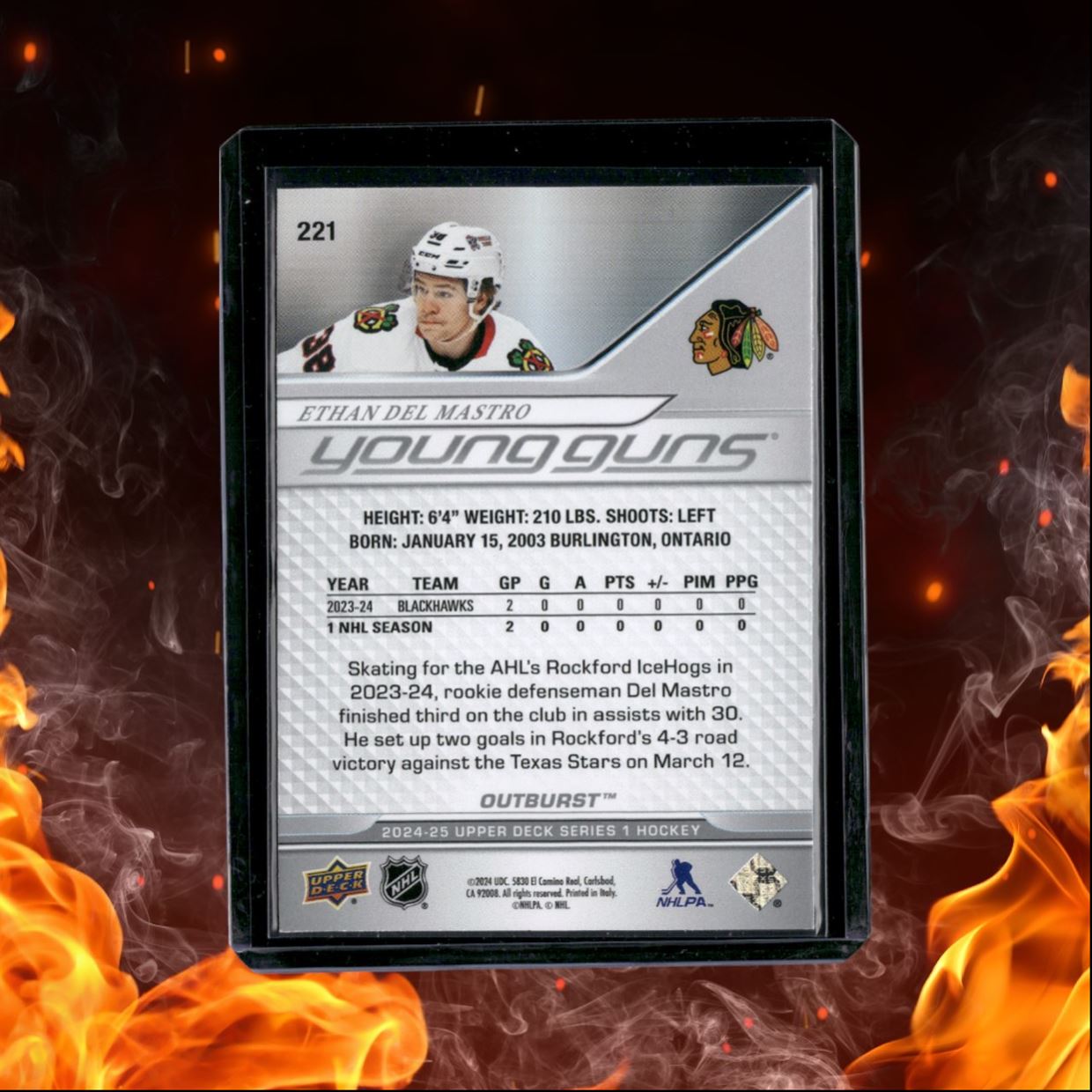 2024-25 Upper Deck Ethan Del Mastro Outburst Silver Young Guns Rookie #221