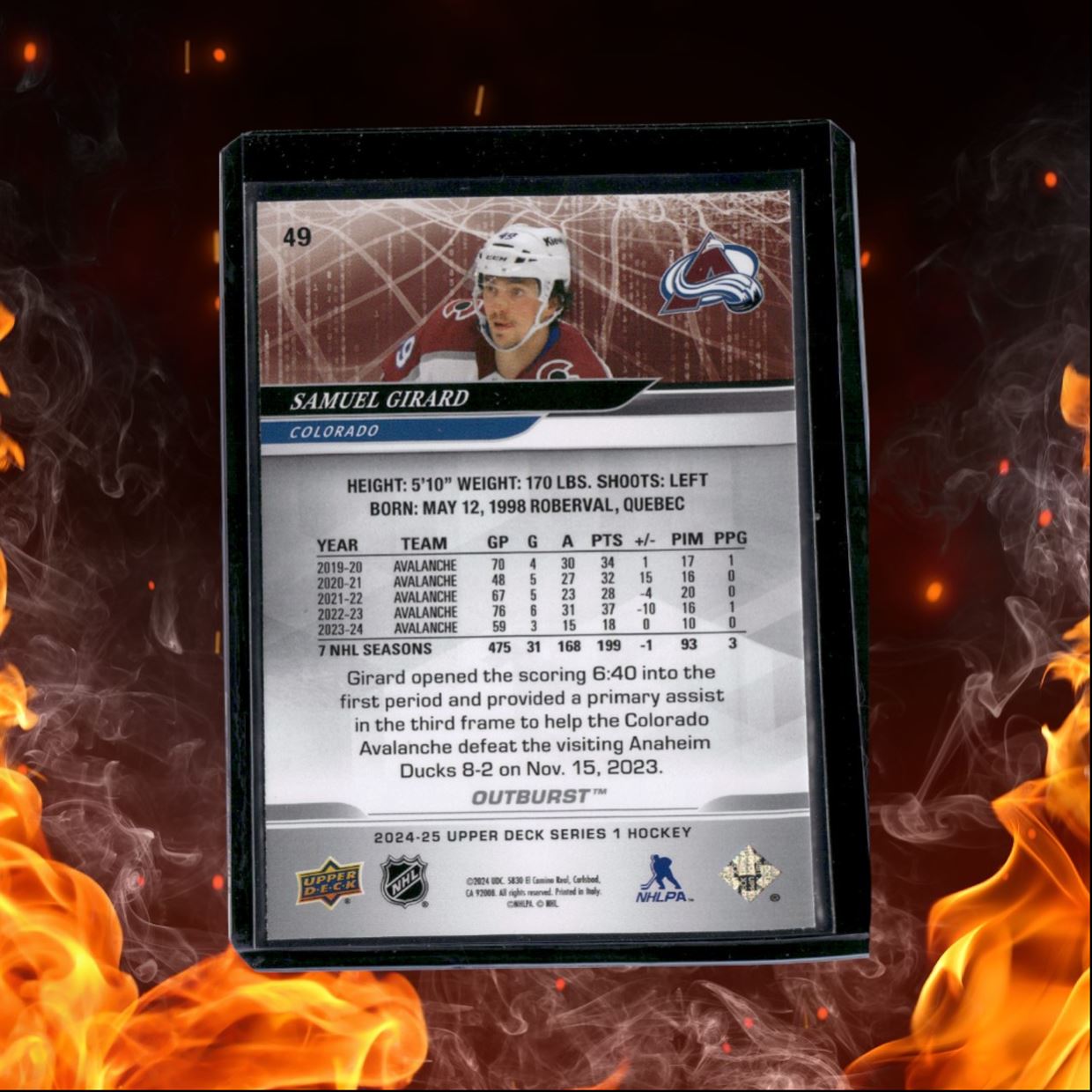 2024-25 Upper Deck Samuel Girard Silver Outburst #49
