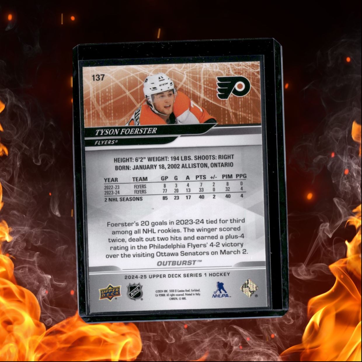 2024-25 Upper Deck Tyson Foerster Silver Outburst #137