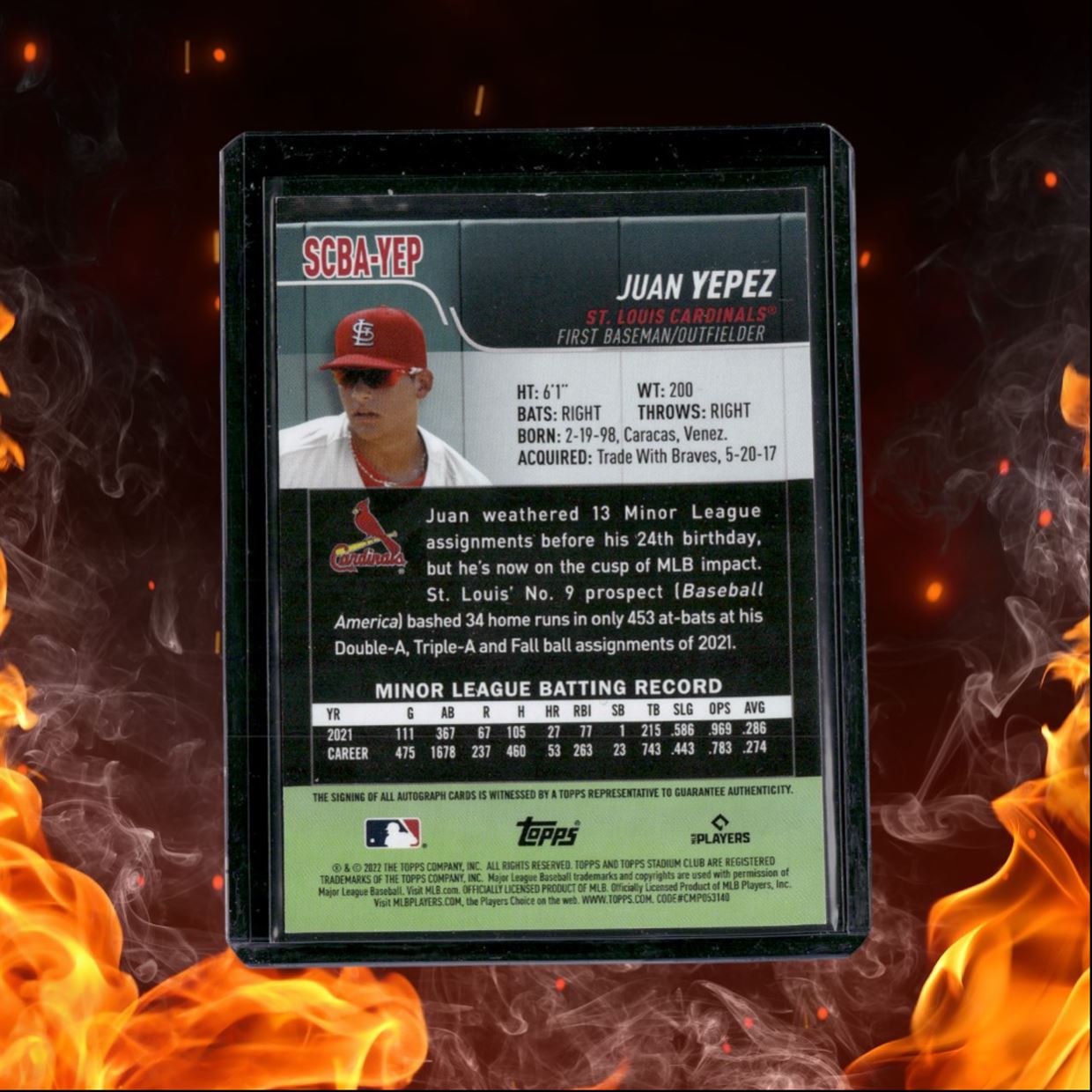 2022 Topps Stadium Club Juan Yepez Auto #SCBA-YEP