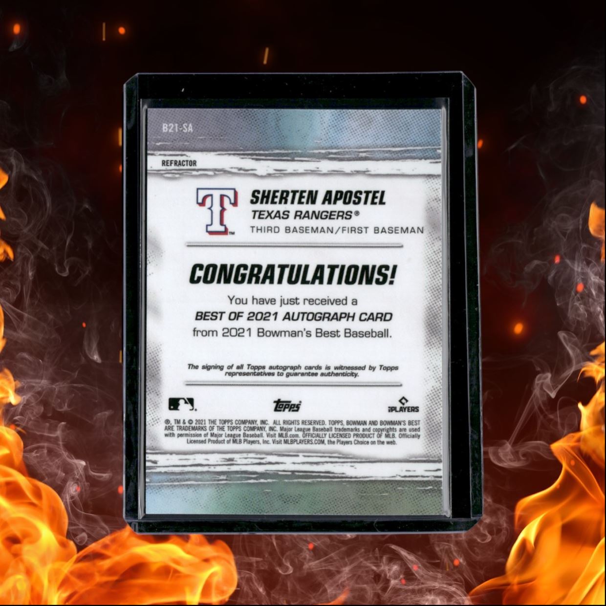 2021 Bowman's Best Sherten Apostel Best of 2021 Refractor Rookie Auto #PPAR-SA