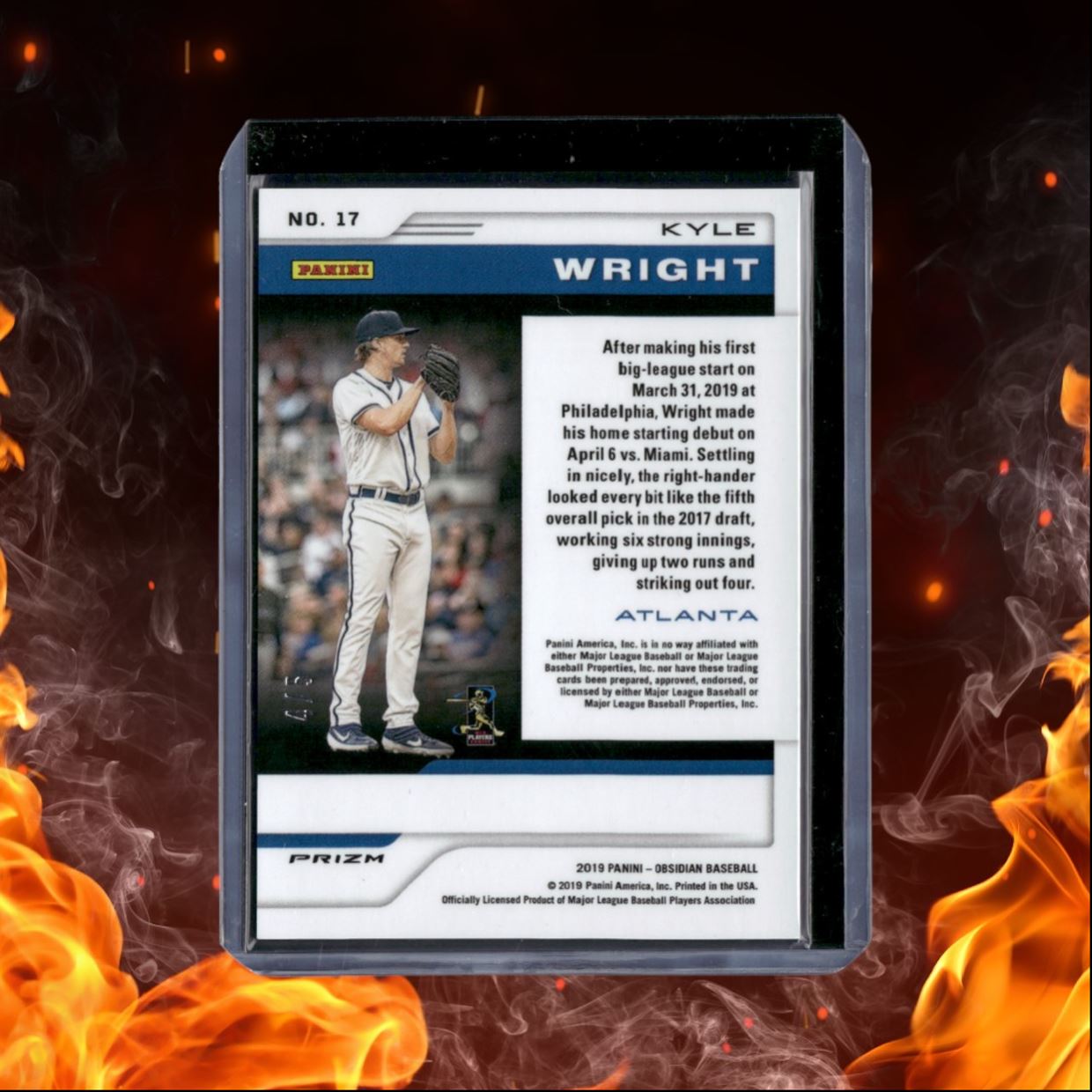 2019 Panini Obsidian Baseball Kyle Wright Green Rookie 4/5 #17
