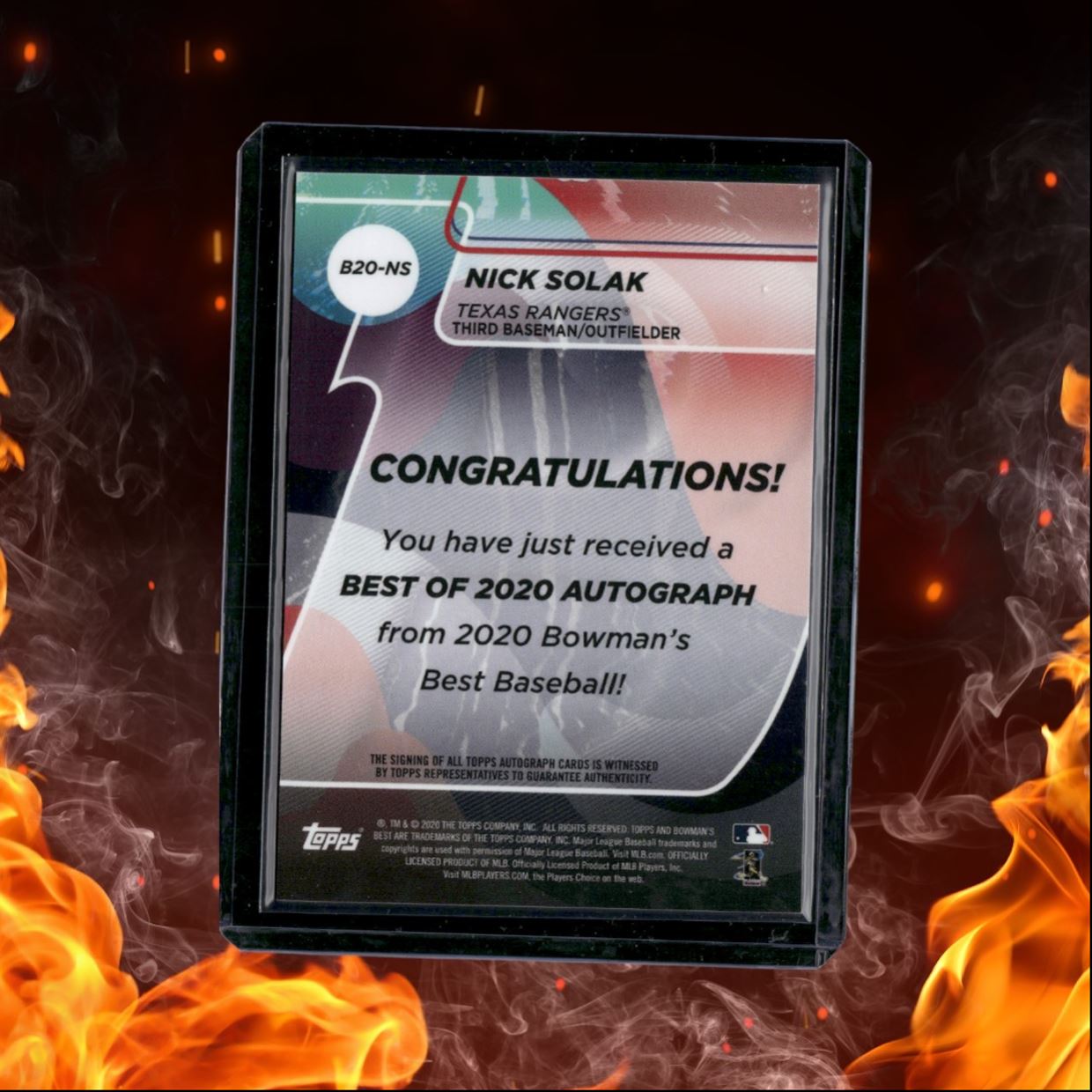 2020 Bowman's Best Nick Solak Best of 2020 Rookie Auto #CRA-NS