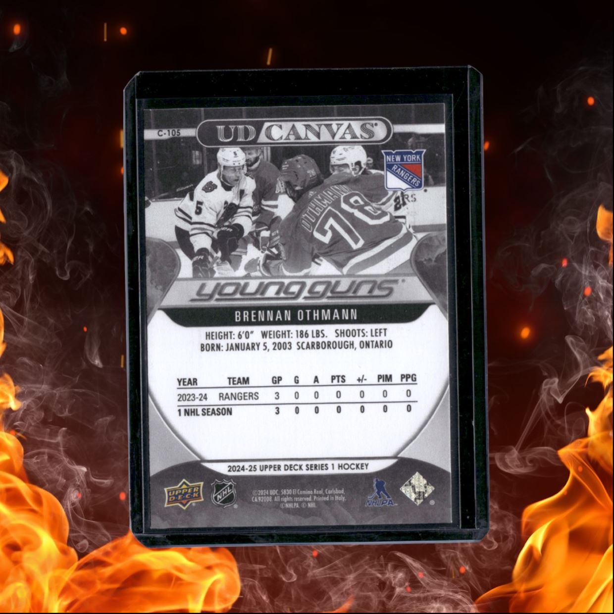 2024-25 Upper Deck Brennan Othmann Black and White Canvas Young Guns Rookie