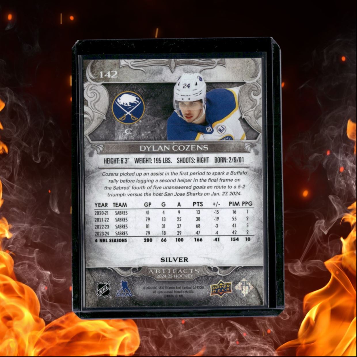 2024-25 Upper Deck Artifacts Dylan Cozens Silver 182/699 #142