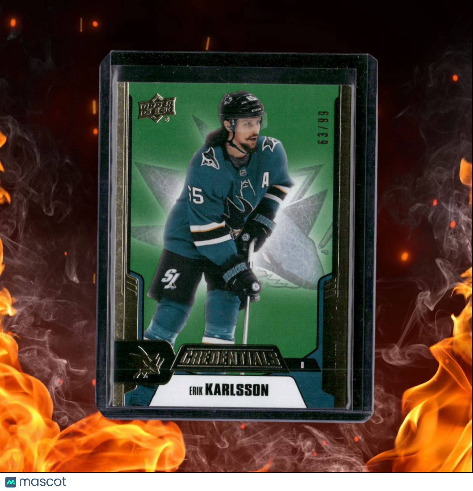 2019-20 Upper Deck Credentials Erik Karlsson Green 63/99 #20