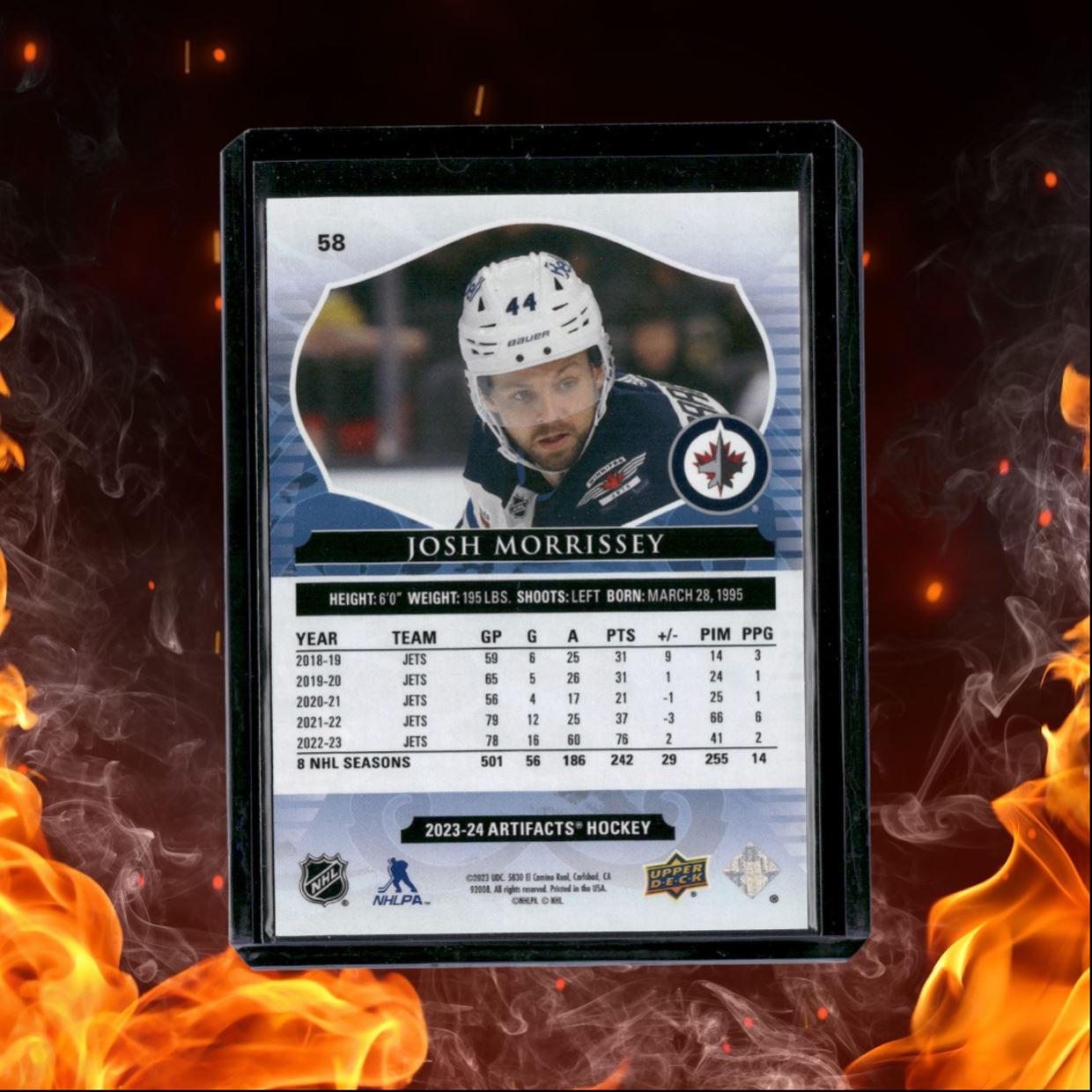 2023-24 Upper Deck Artifacts Josh Morrissey Ruby Red 102/499 #58