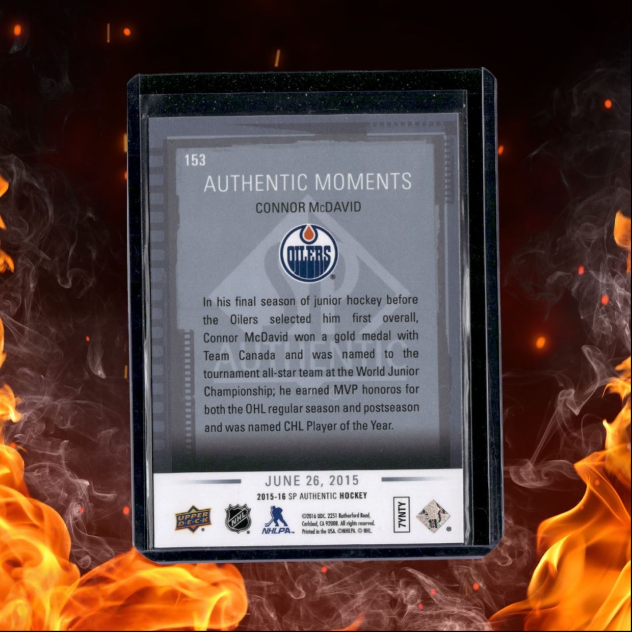 2015-16 SP Authentic Connor McDavid Authentic Moments Rookie Auto #153