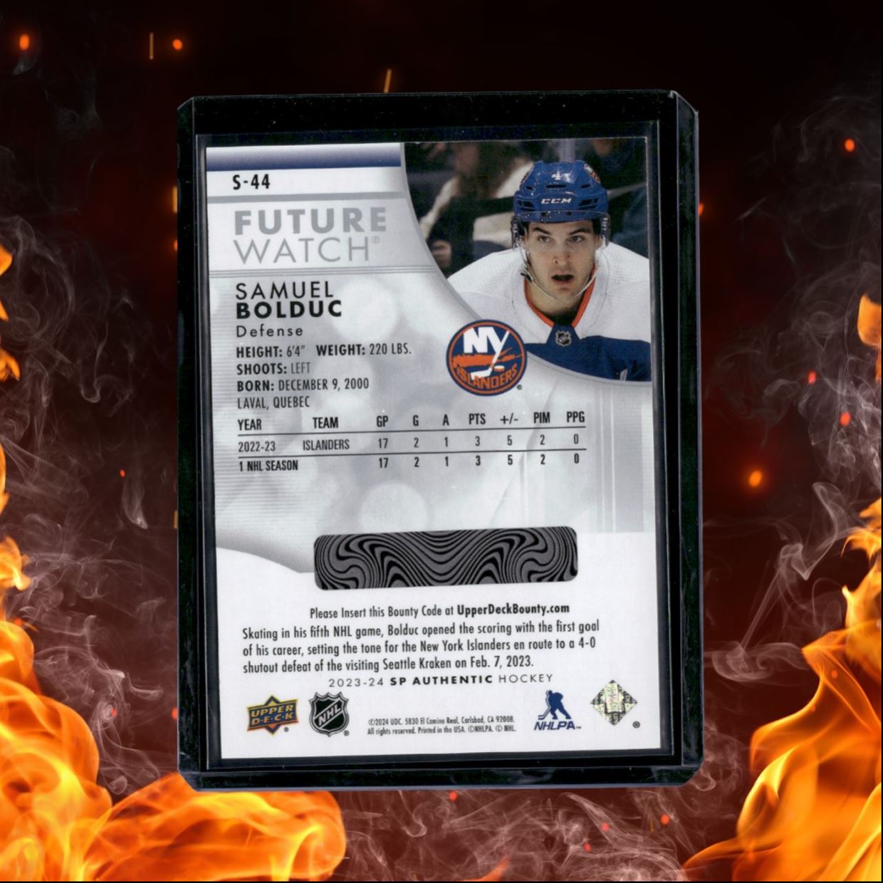 2023-24 SP Authentic Samuel Bolduc Future Watch Spectrum FX (B) Rookie #S-44