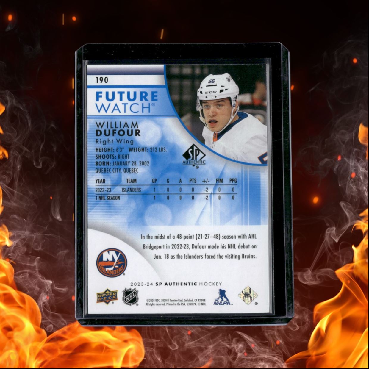 2023-24 SP Authentic William Dufour Future Watch Blue Rookie 093/399 #190