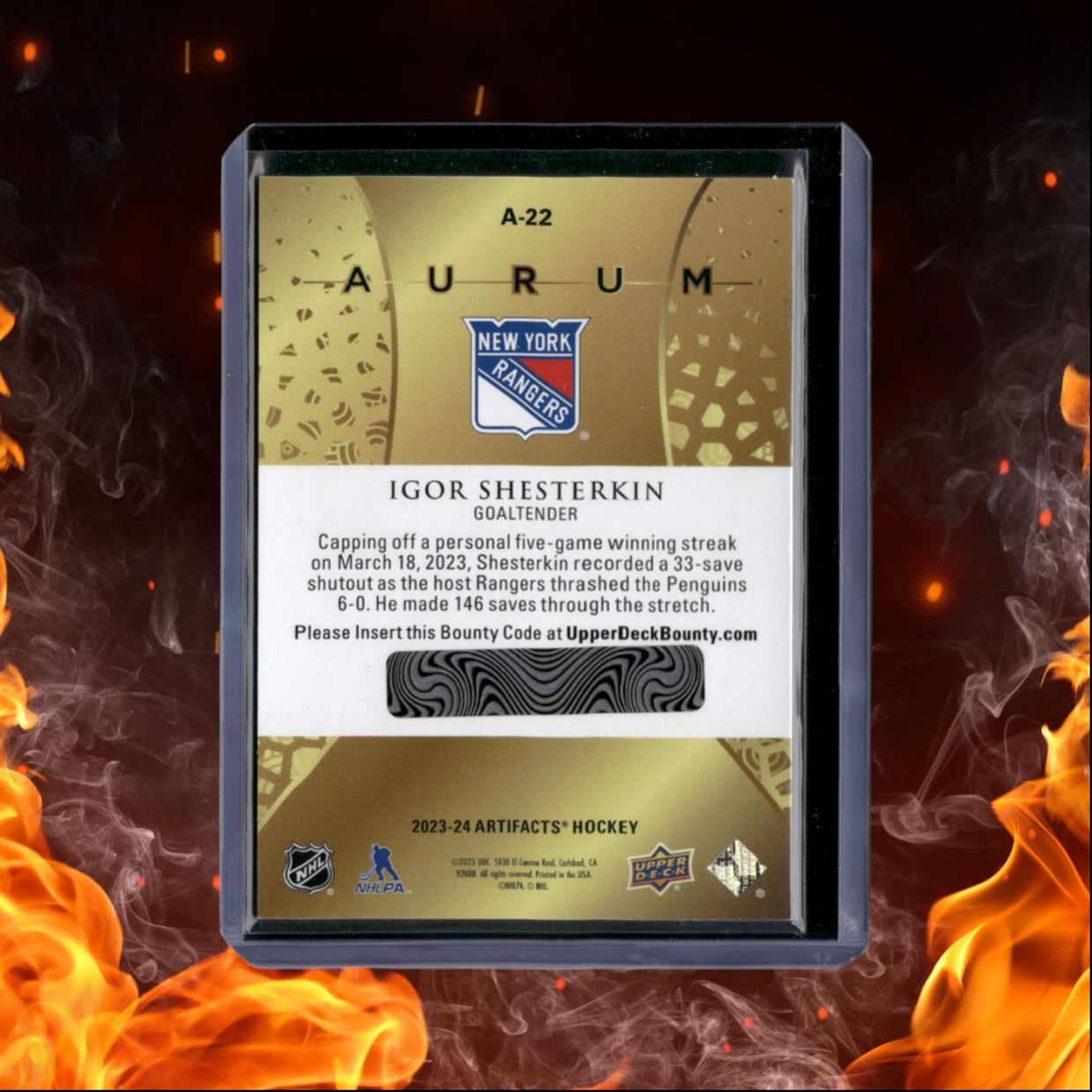 2023-24 Upper Deck Artifacts Igor Shesterkin Aurum Unscratched #A-22