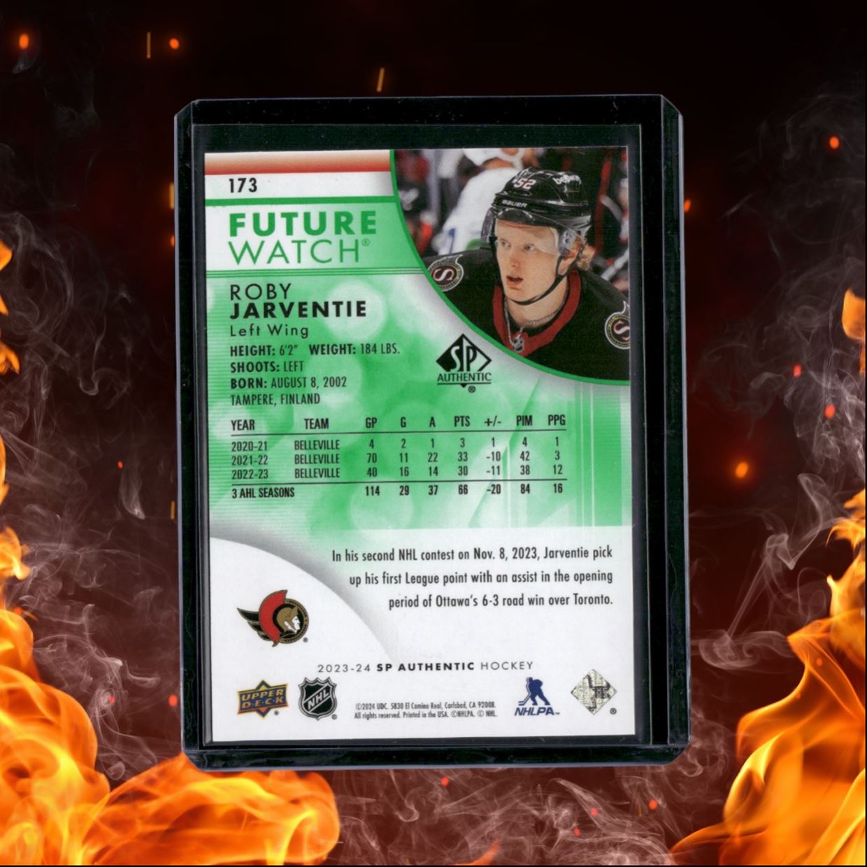 2023-24 SP Authentic Roby Jarventie Future Watch Green Rookie 038/199 #173