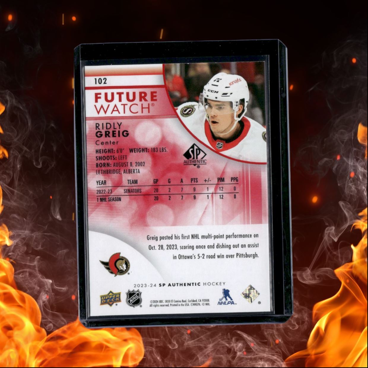 2023-24 SP Authentic Ridly Greig Future Watch Limited Red Rookie #102