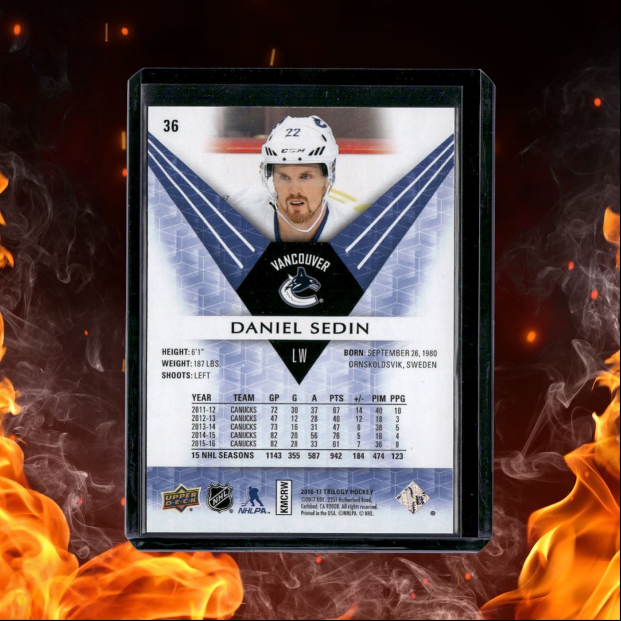 2016-17 Upper Deck Trilogy Daniel Sedin Rainbow Foil 610/849 #36