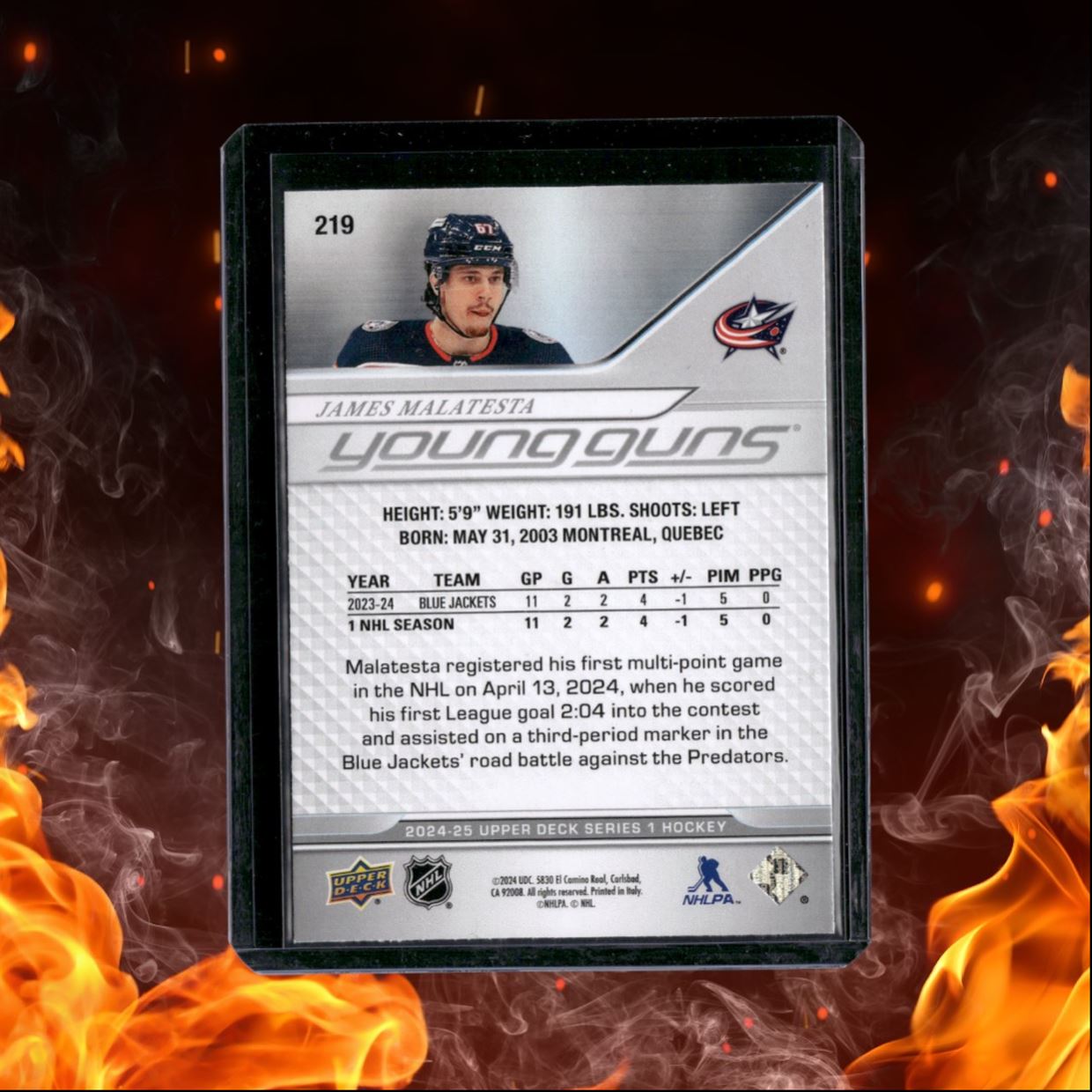 2024-25 Upper Deck James Malatesta Young Guns Rookie #219