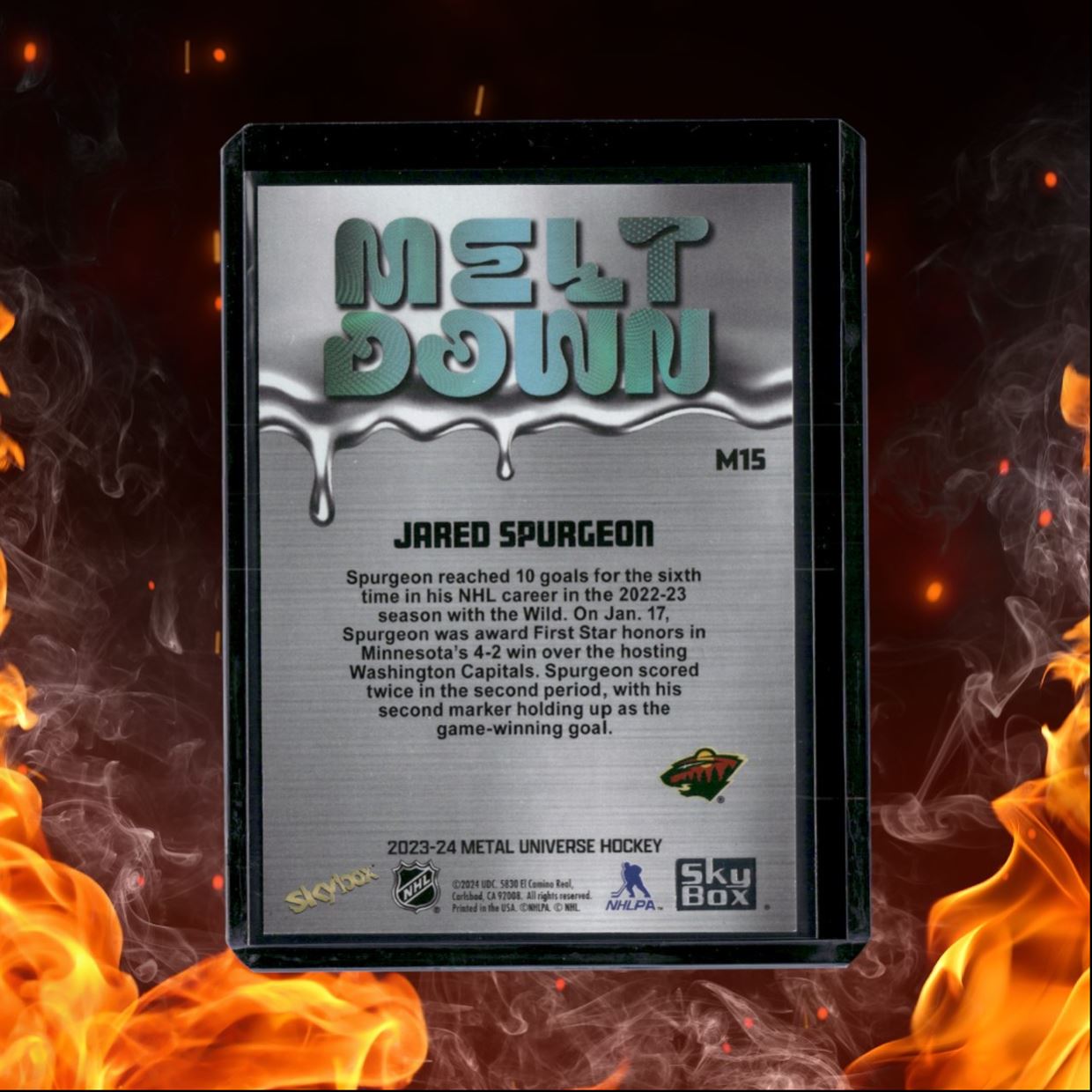 2023-24 Skybox Metal Universe Jared Spurgeon Meltdown #M15