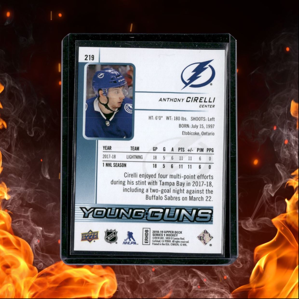 2018-19 Upper Deck Anthony Cirelli Young Guns Rookie #219
