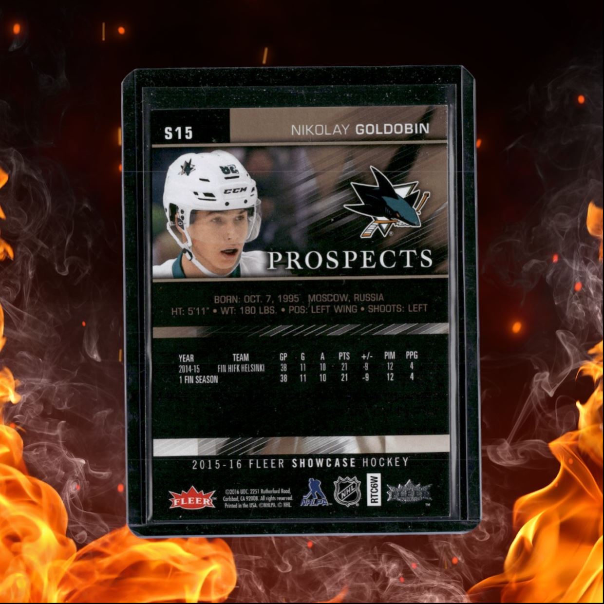2015-16 Fleer Showcase Nikolay Goldobin SkyBox Premium Prospects Rookie 236/499