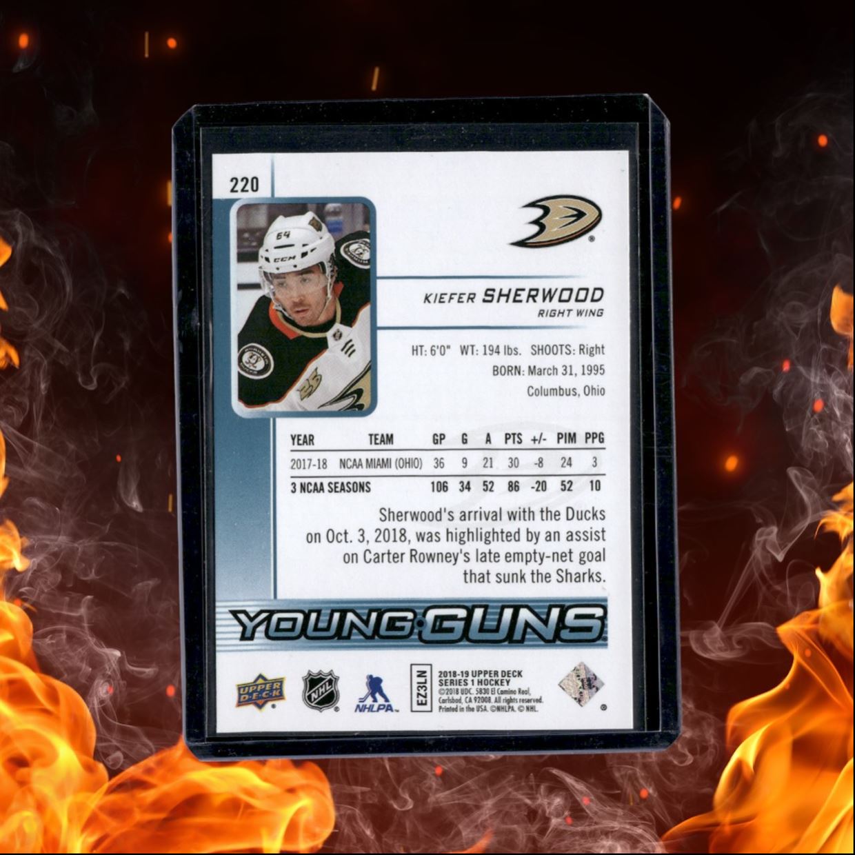 2018-19 Upper Deck Kiefer Sherwood Young Guns Rookie #220