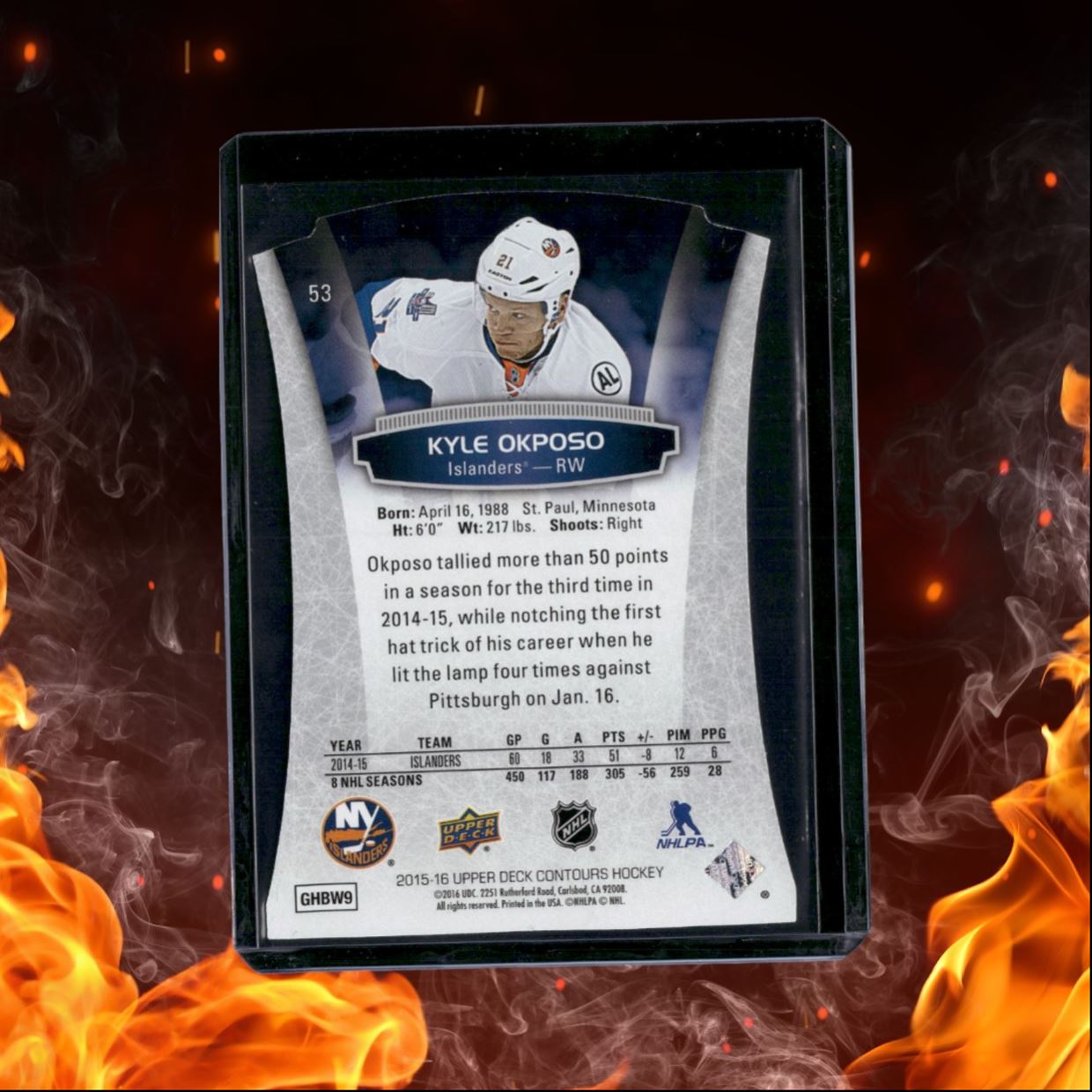 2015-16 Upper Deck Contours Kyle Okposo Blue Die-Cut 409/499 #53