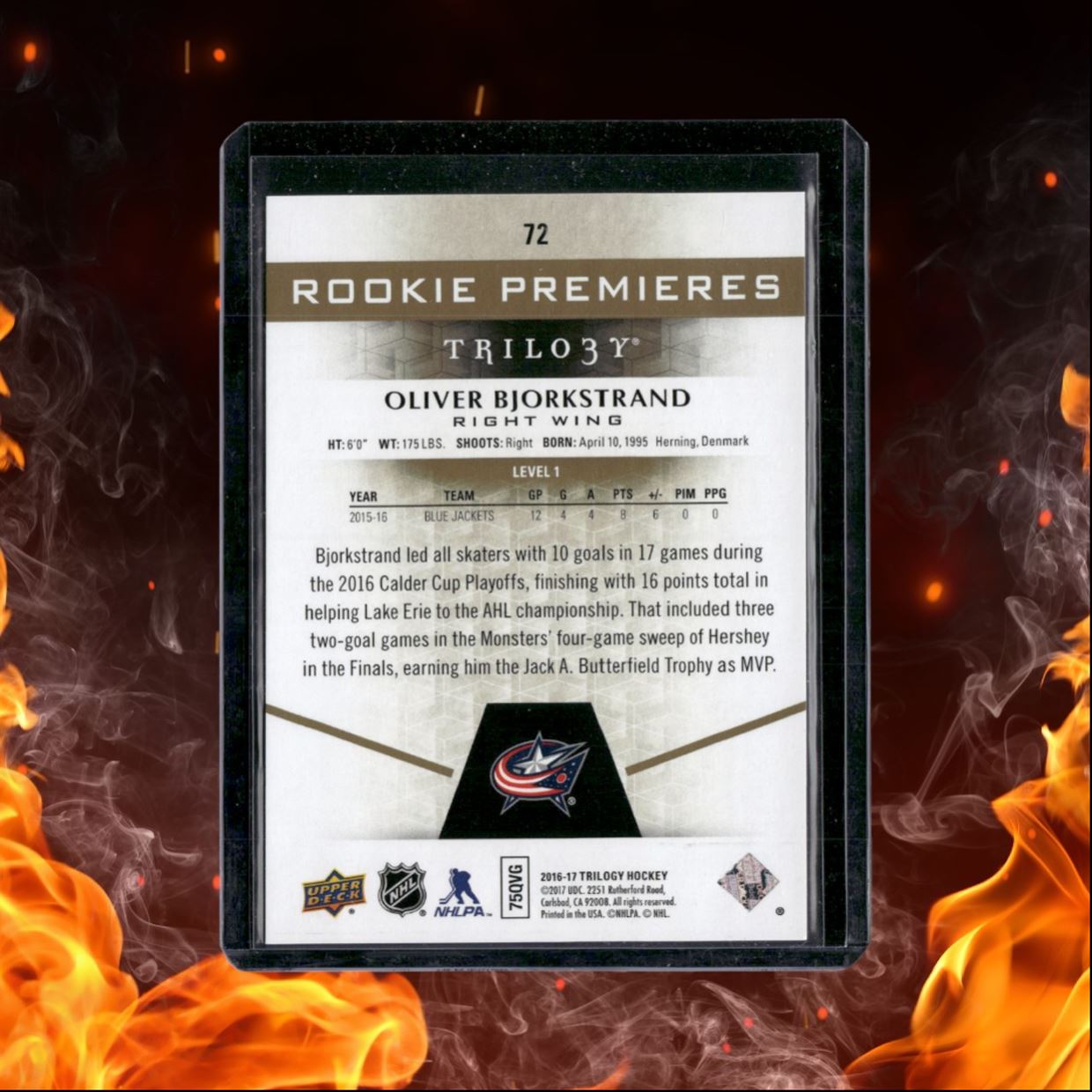 2016-17 Upper Deck Trilogy Oliver Bjorkstrand Premieres Level 1 Rookie 115/999